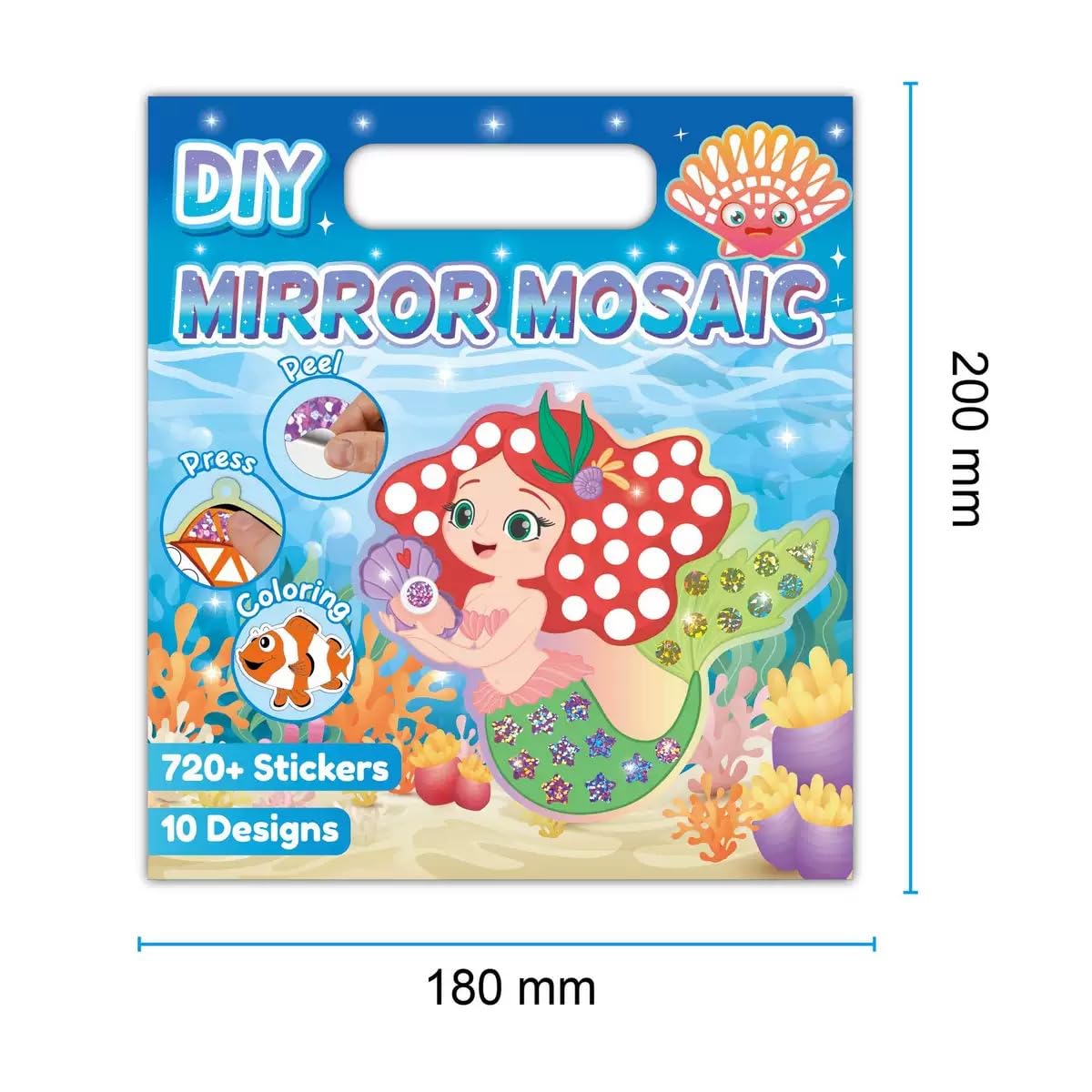 EZKITS4KIDZ DIY Mirror Mosaic Mermaid & Ocean Theme Art Set for Kids | Age 3+
