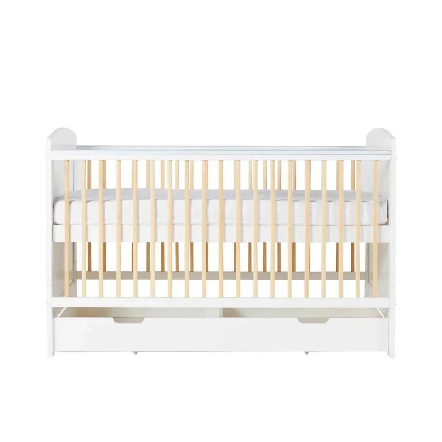 Ickle Bubba Coleby Scandi Cot Bed with Under Drawer Scandi White - Fibre Mattress