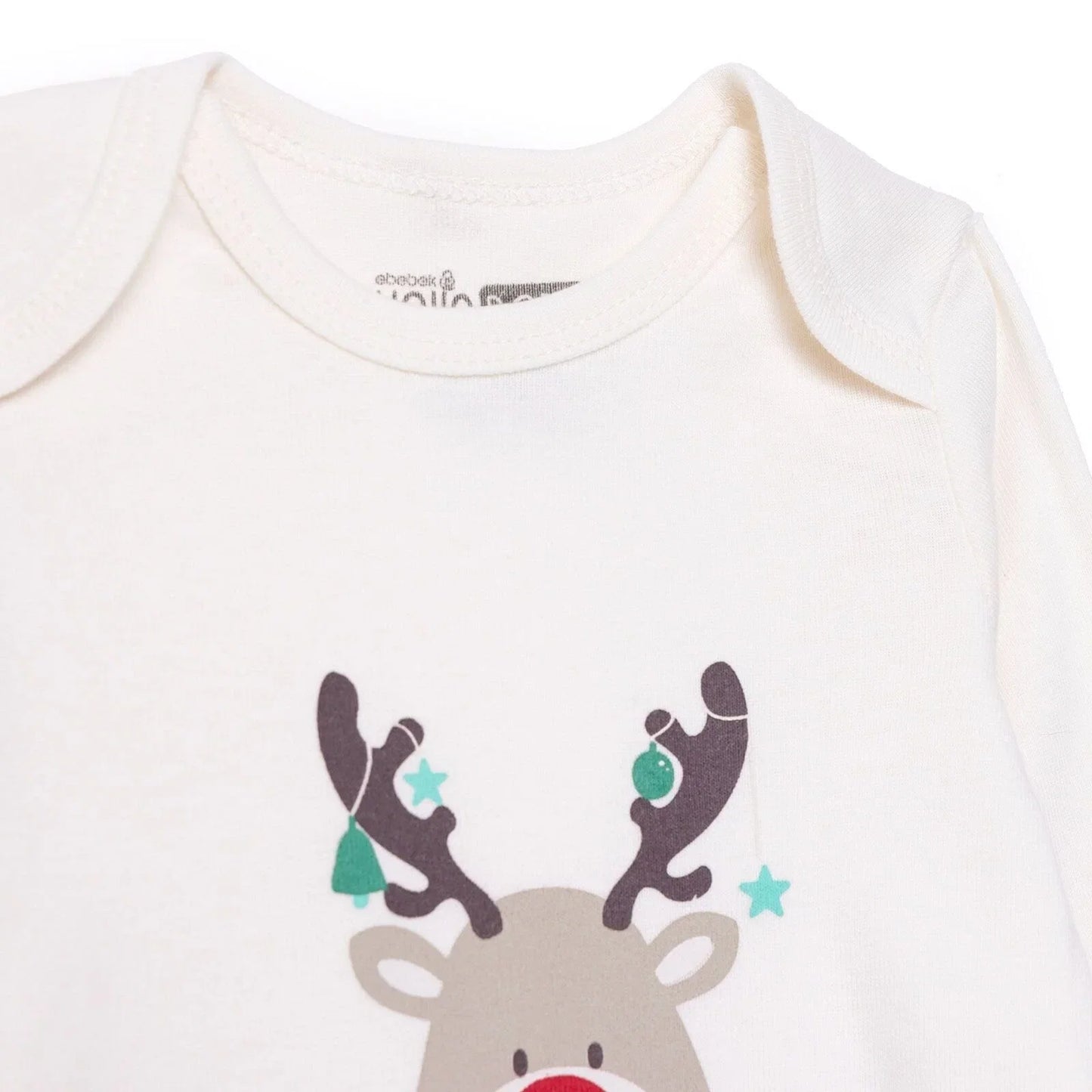 HelloBaby Boys 2-Pack Long Sleeve Bodysuits Christmas Envelope Neck Long Sleeve - Ecru