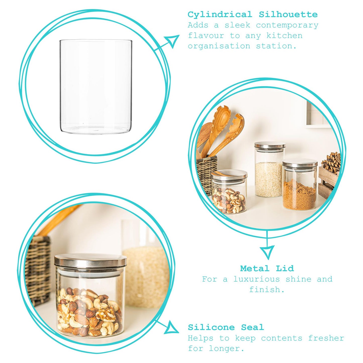 550ml Scandi Storage Jar with Metallic Lid