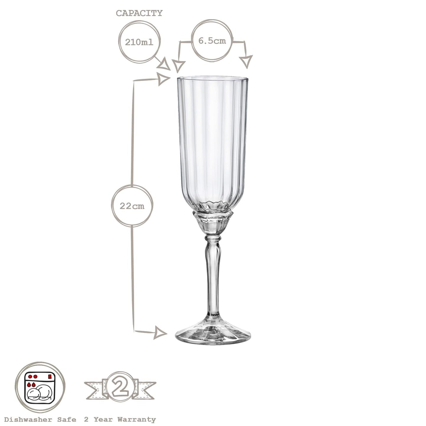 210ml Blue Florian Champagne Flutes - Pack of Six