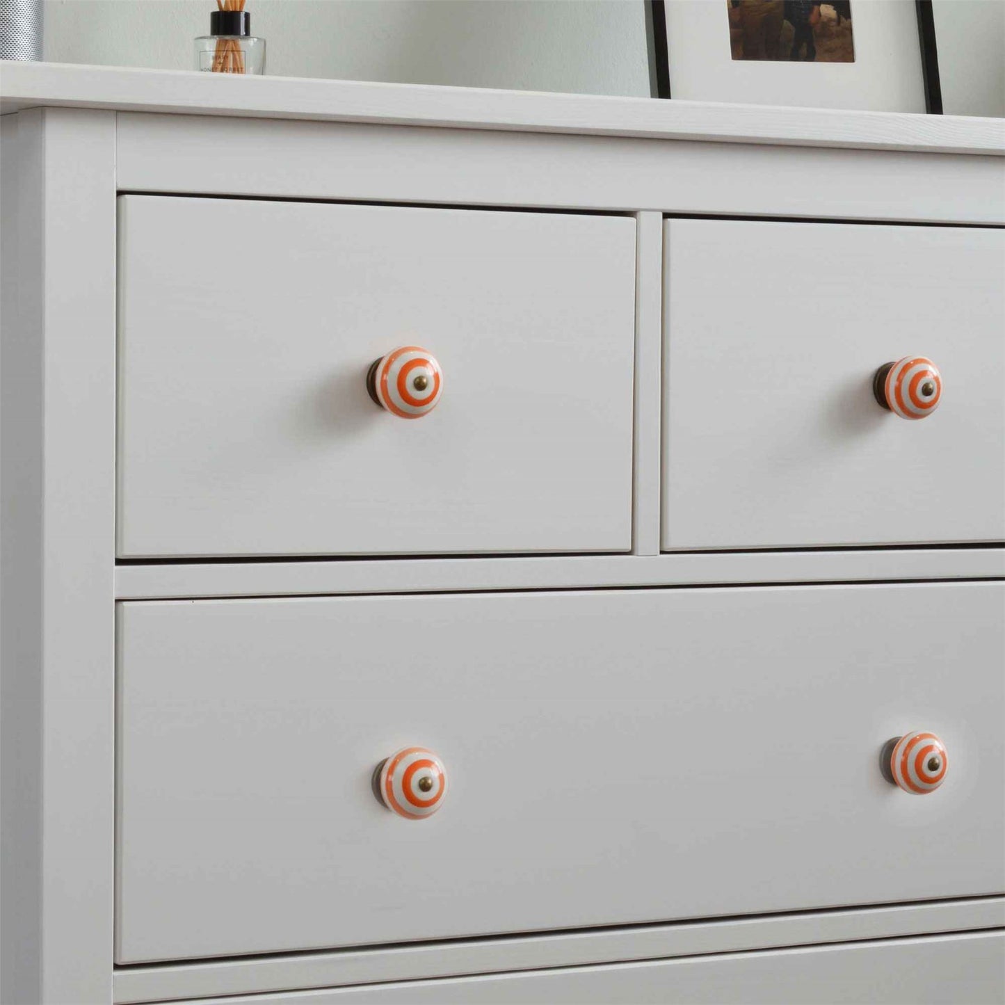 Round Ceramic Cabinet Knobs - Stripe - 6 Colours