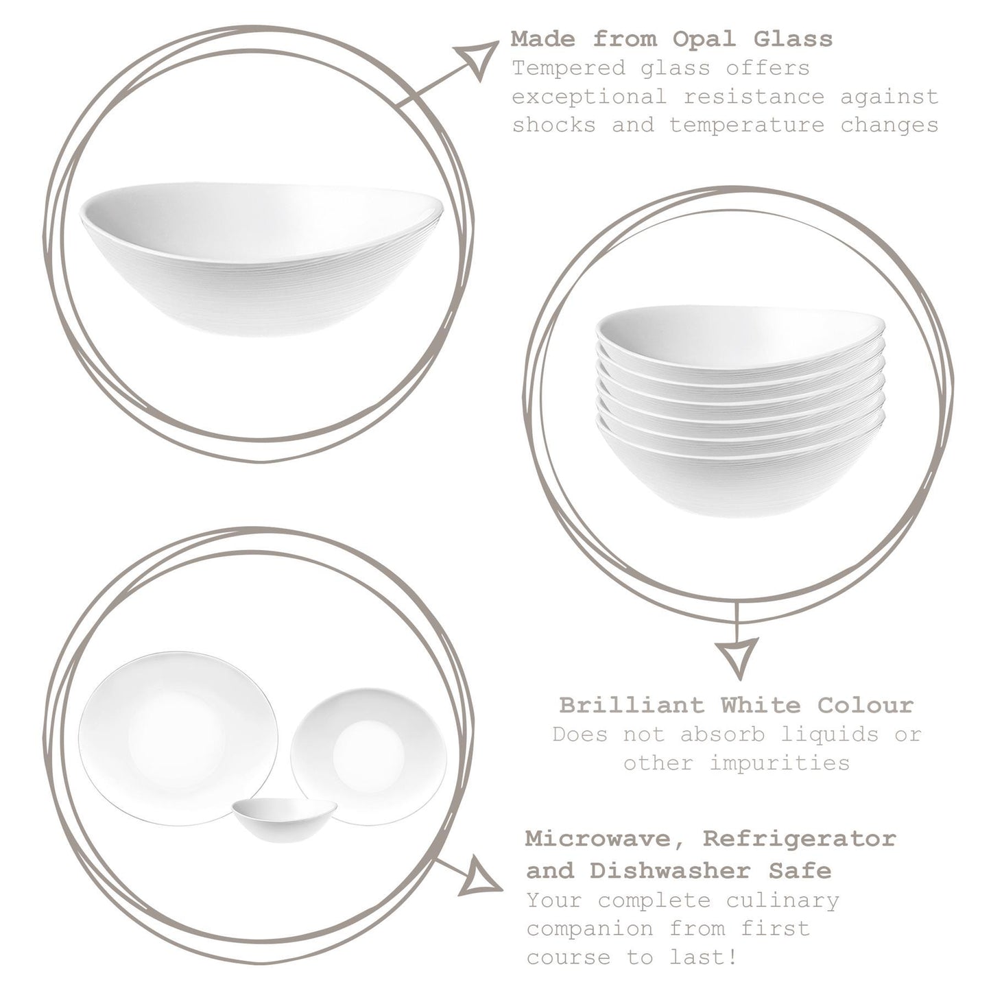 15cm White Prometeo Glass Cereal Bowls - Pack of Six