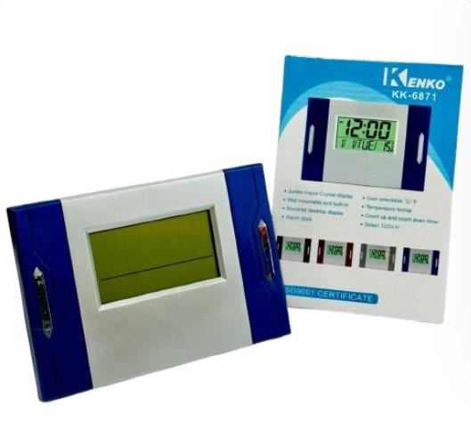 Kadio Kenko  Digital Blue with Temperature Day/Date Display Wall Mounted Clock
