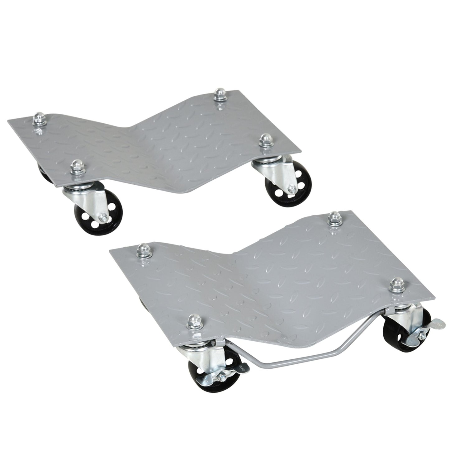 DURHAND 2PCS 680kg Car Wheel Dollies with Swivel Casters, Wheel Dolly, Grey