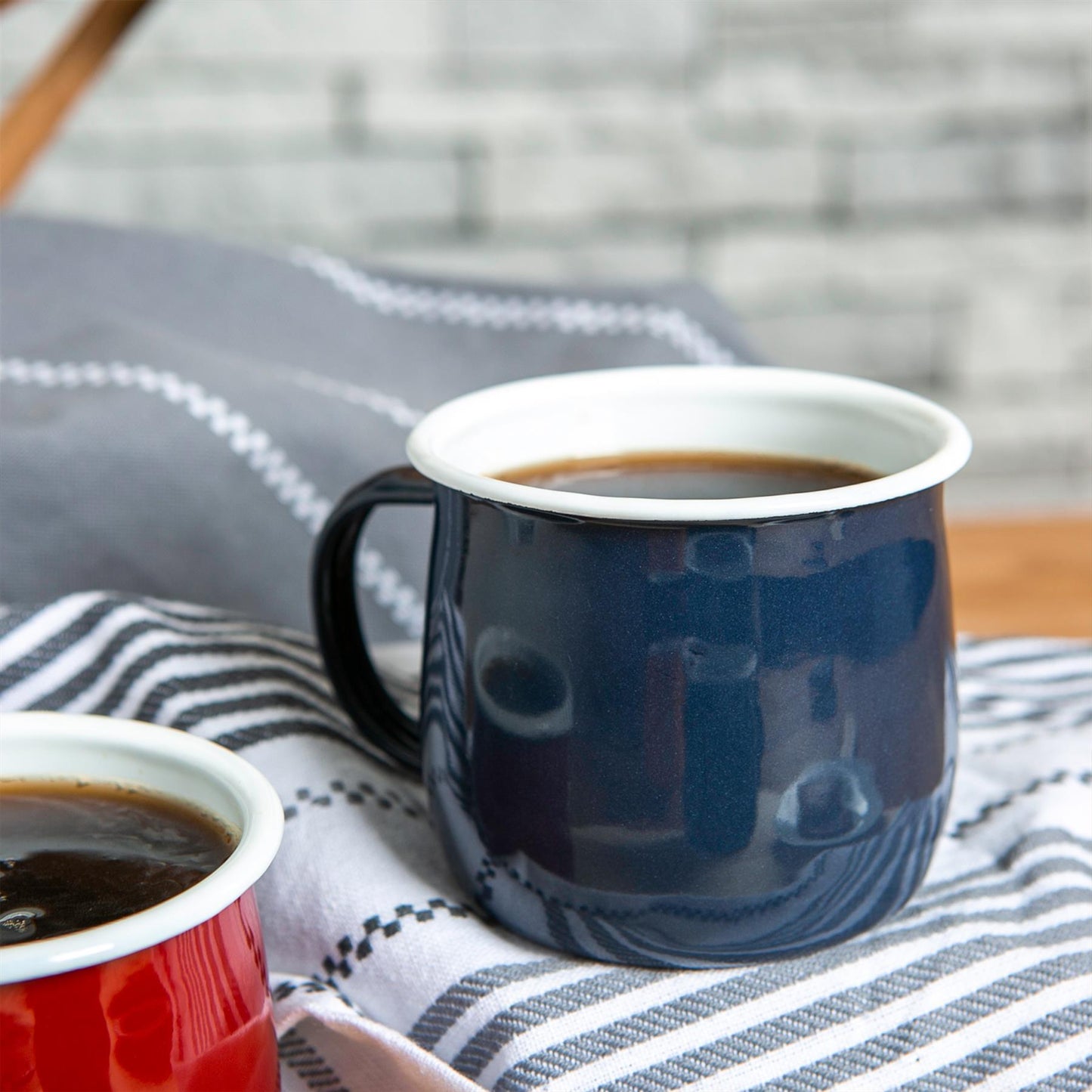 375ml Coloured Enamel Belly Mugs - Pack of Six