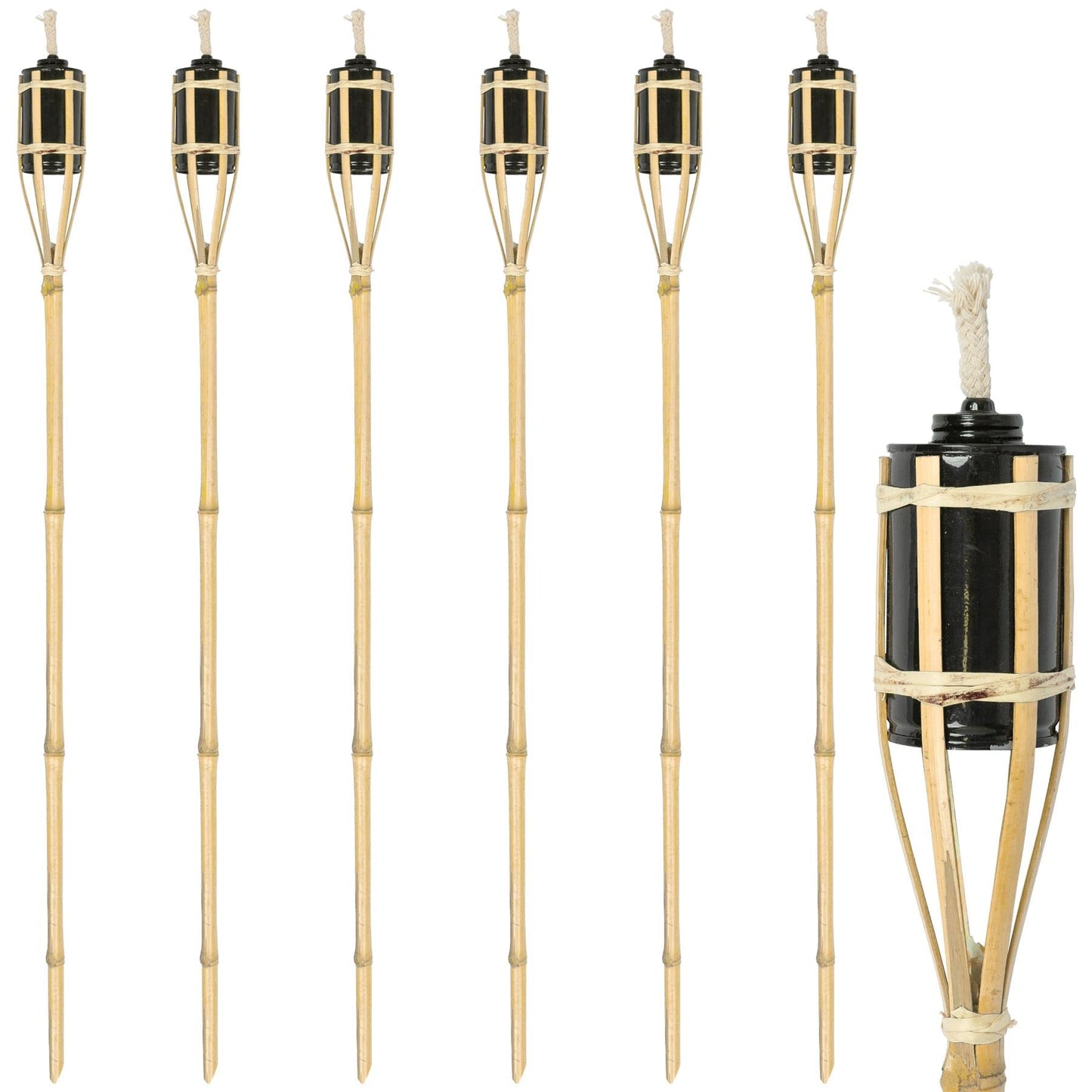 Bamboo 113cm Garden Fire Torches - Pack of Six