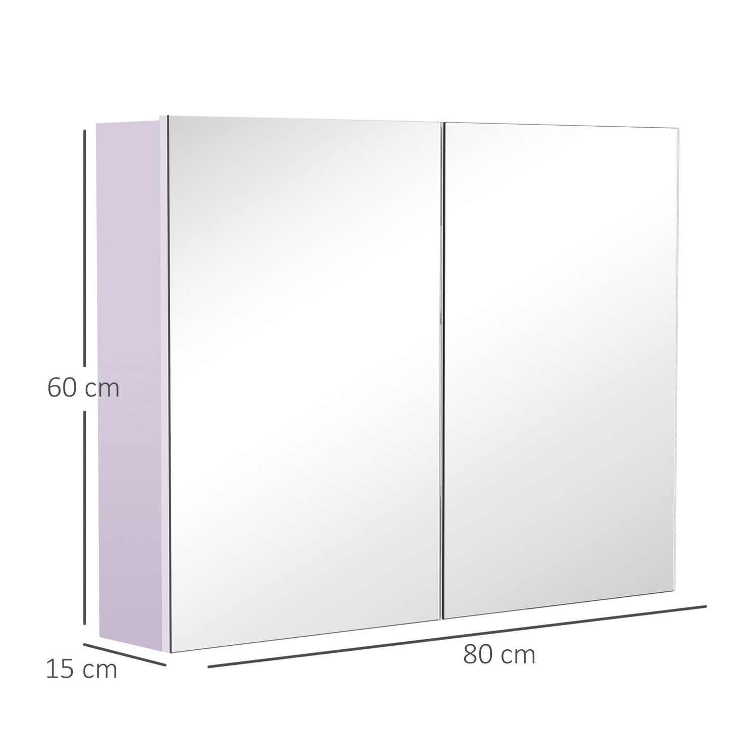 HOMCOM Bathroom Mirror Cabinet Wall Mounted, 80 x 15 x 60 cm, White