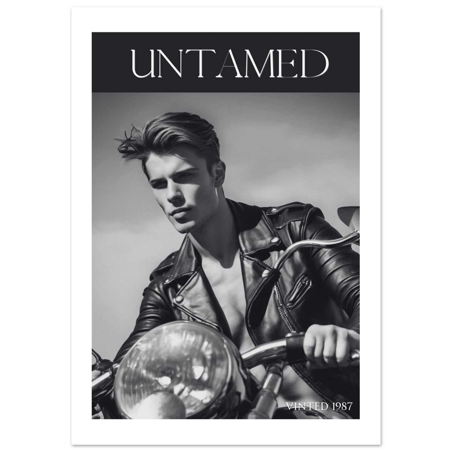 Untamed Retro Motorcycle Poster - Black & White Wall Art for Cool Spaces