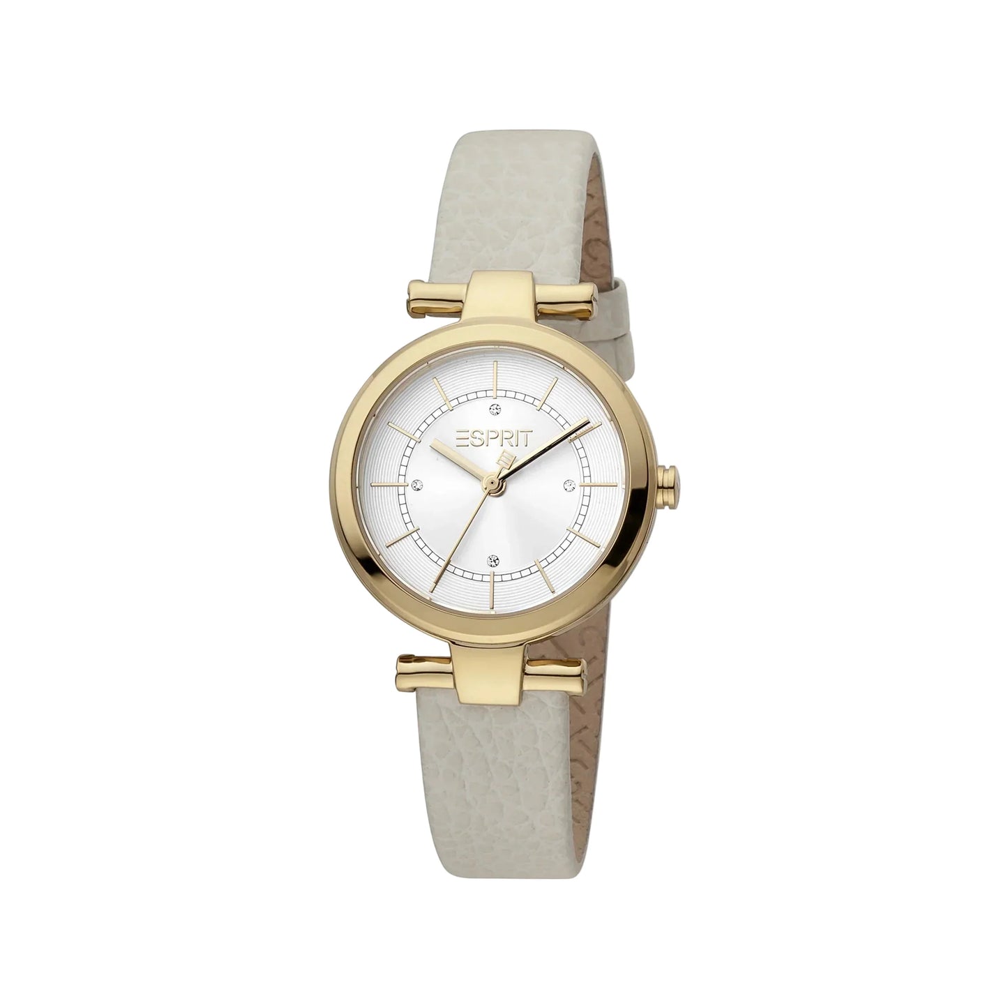 Esprit Women's Beige Leather Watch, Silver Dial | Es1l085m0035