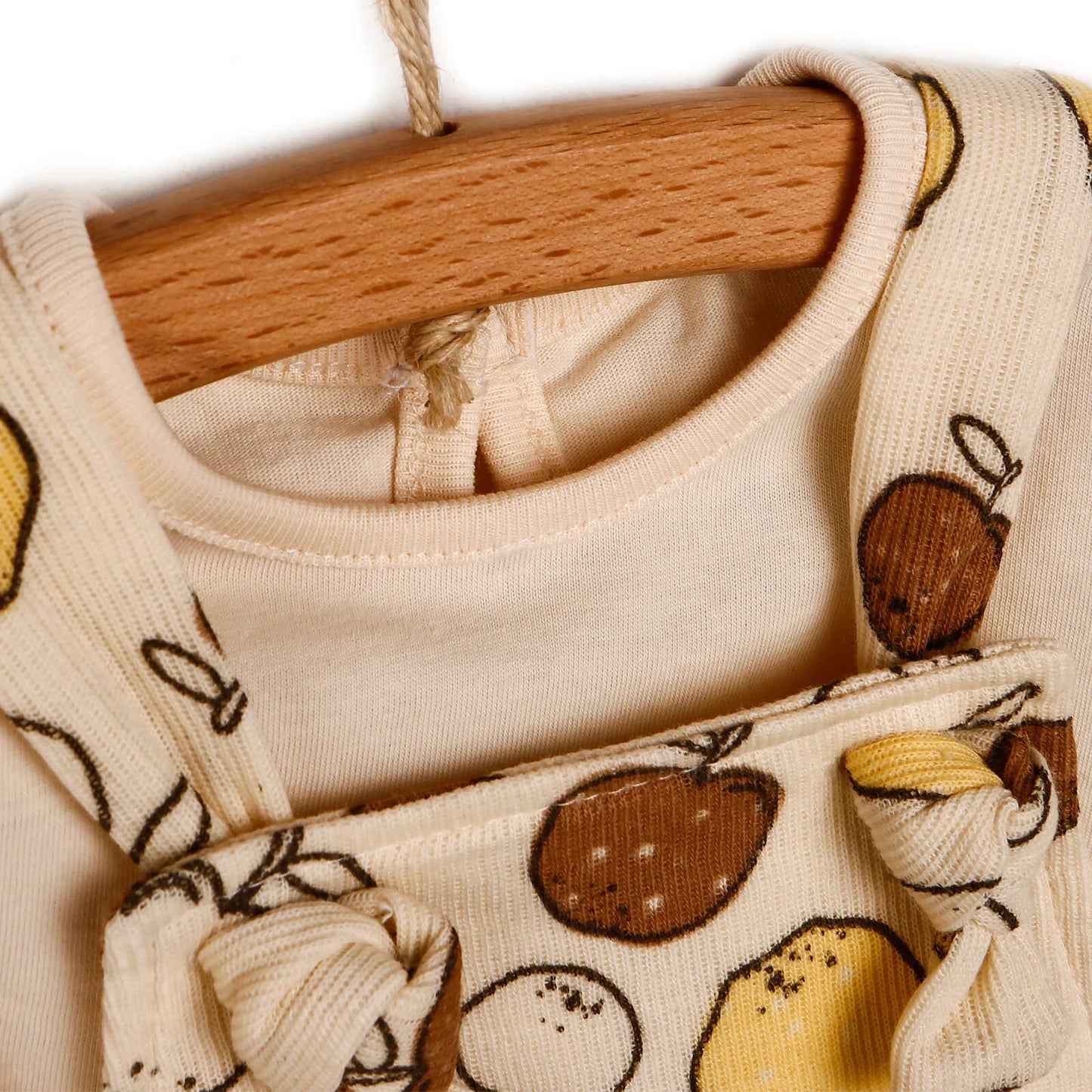 Newborn Bebbek Fruits Printed Dress - Ecru