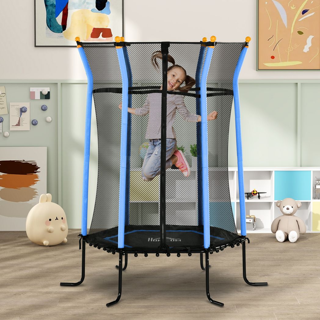 HOMCOM 5.4FT Kids Trampoline with Enclosure Indoor Outdoor