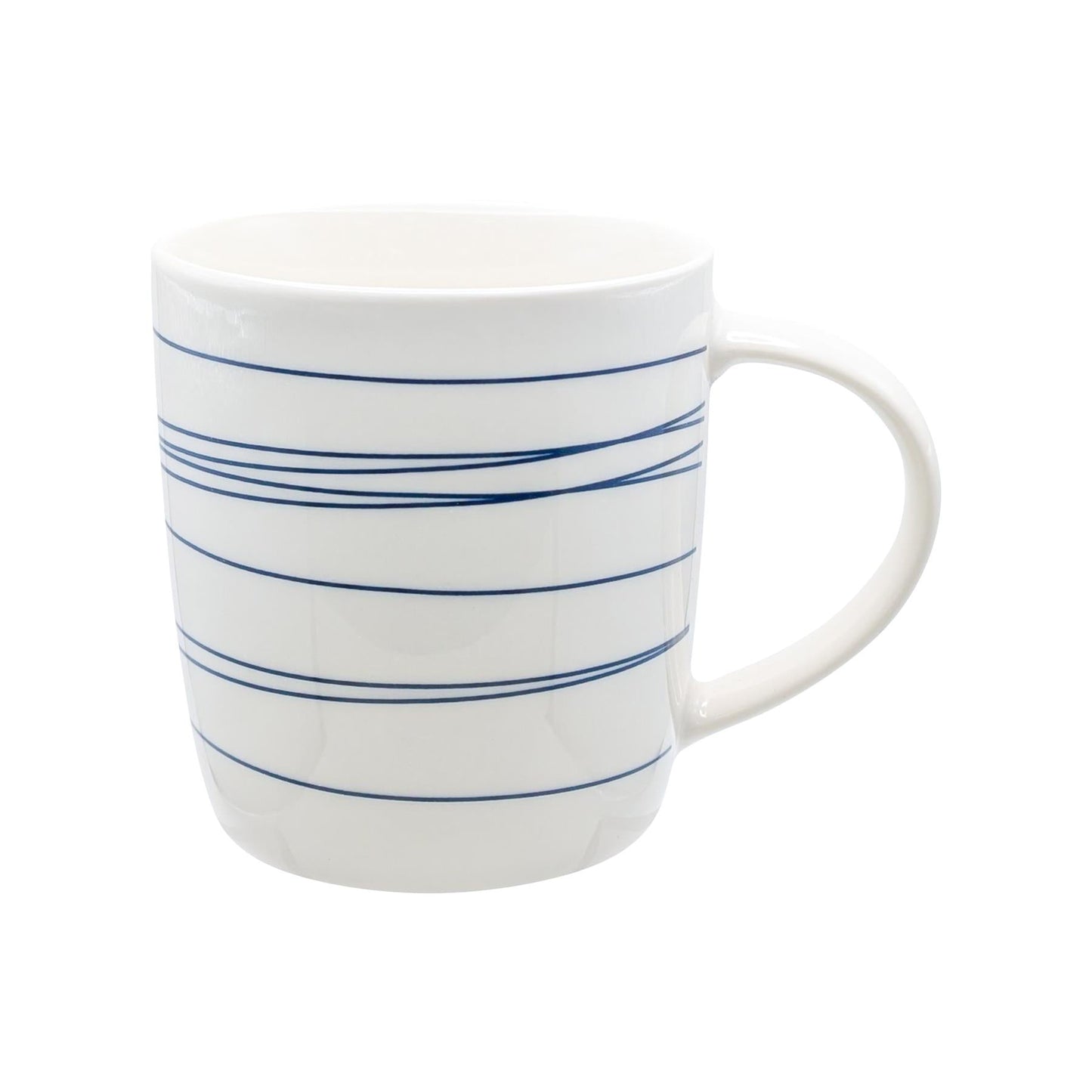 350ml Blue & White Stripe Simply Home Stoneware Mugs - Pack of Six