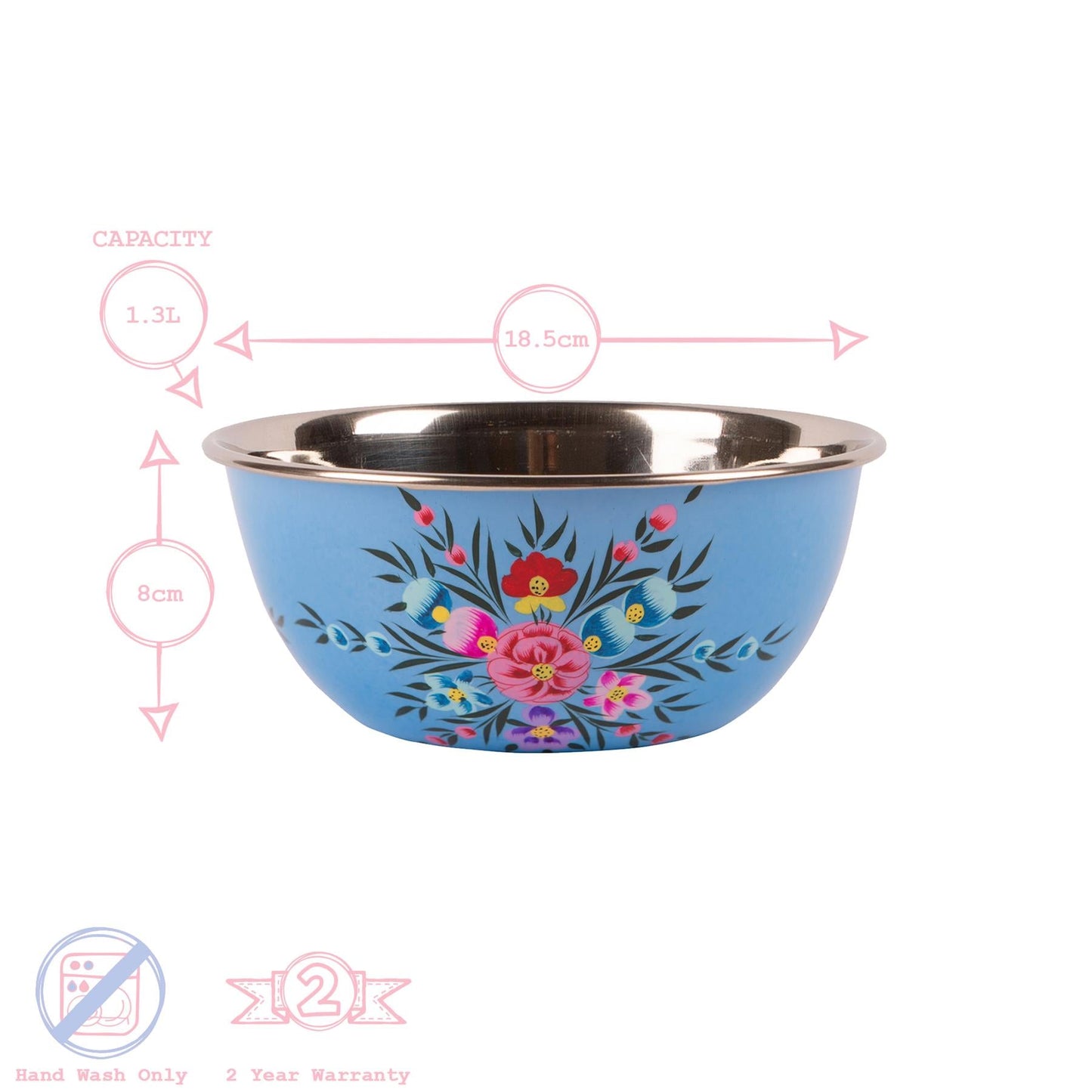 3pc Pansy Stainless Steel Picnic Bowl Set