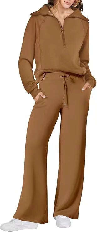 Europe And America Foreign Trade Autumn And Winter Fashion Casual Sport Two-piece Set For Women