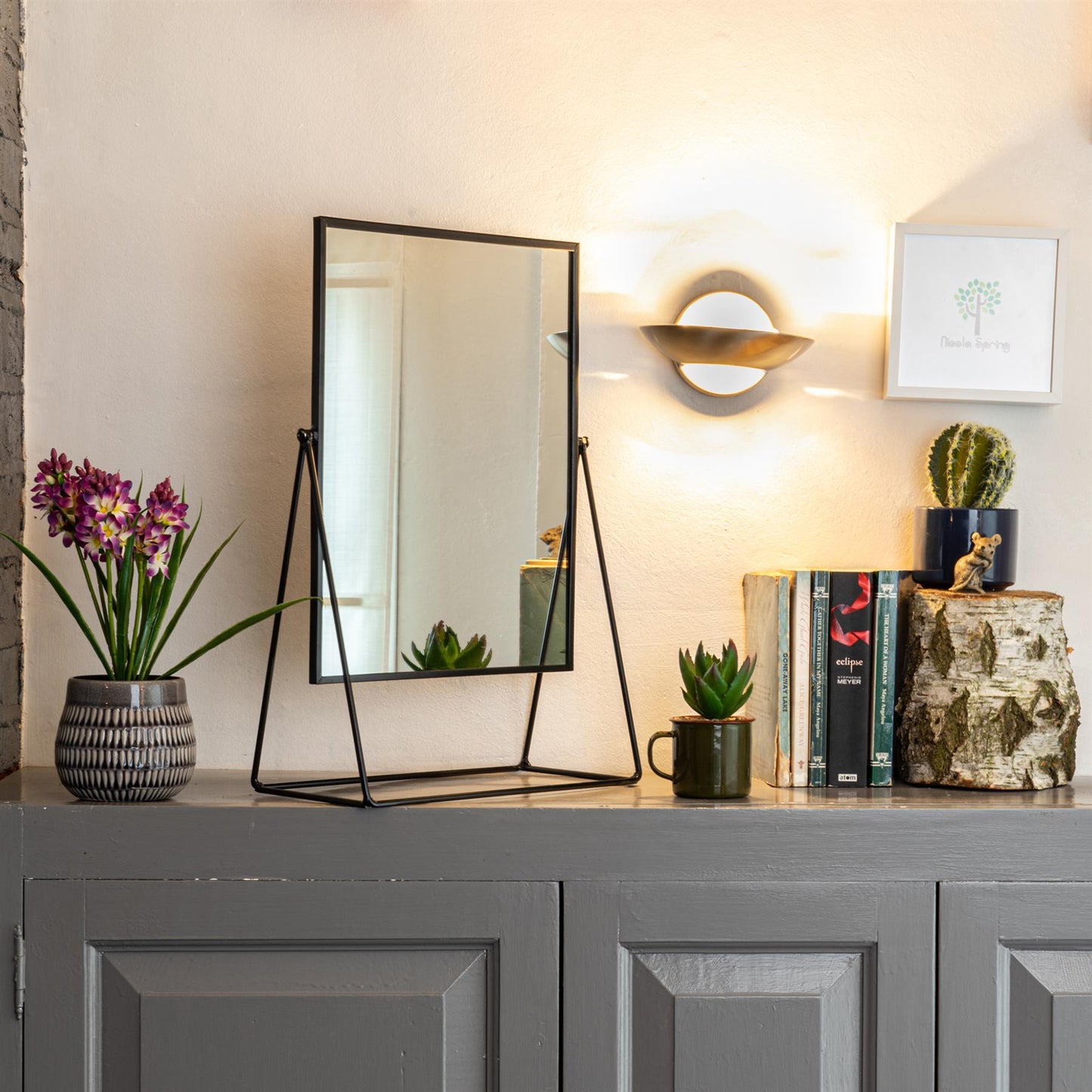 32cm x 50cm Black Square Dressing Table Mirror