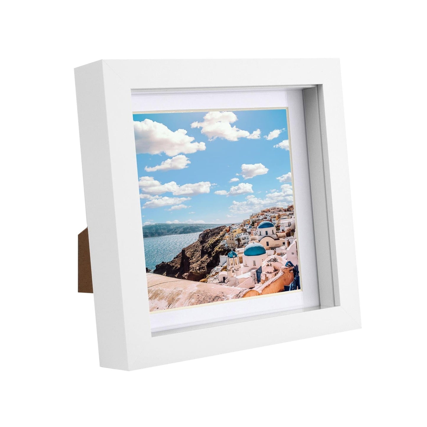 6" x 6" White 3D Box Photo Frame with 4" x 4" Mount