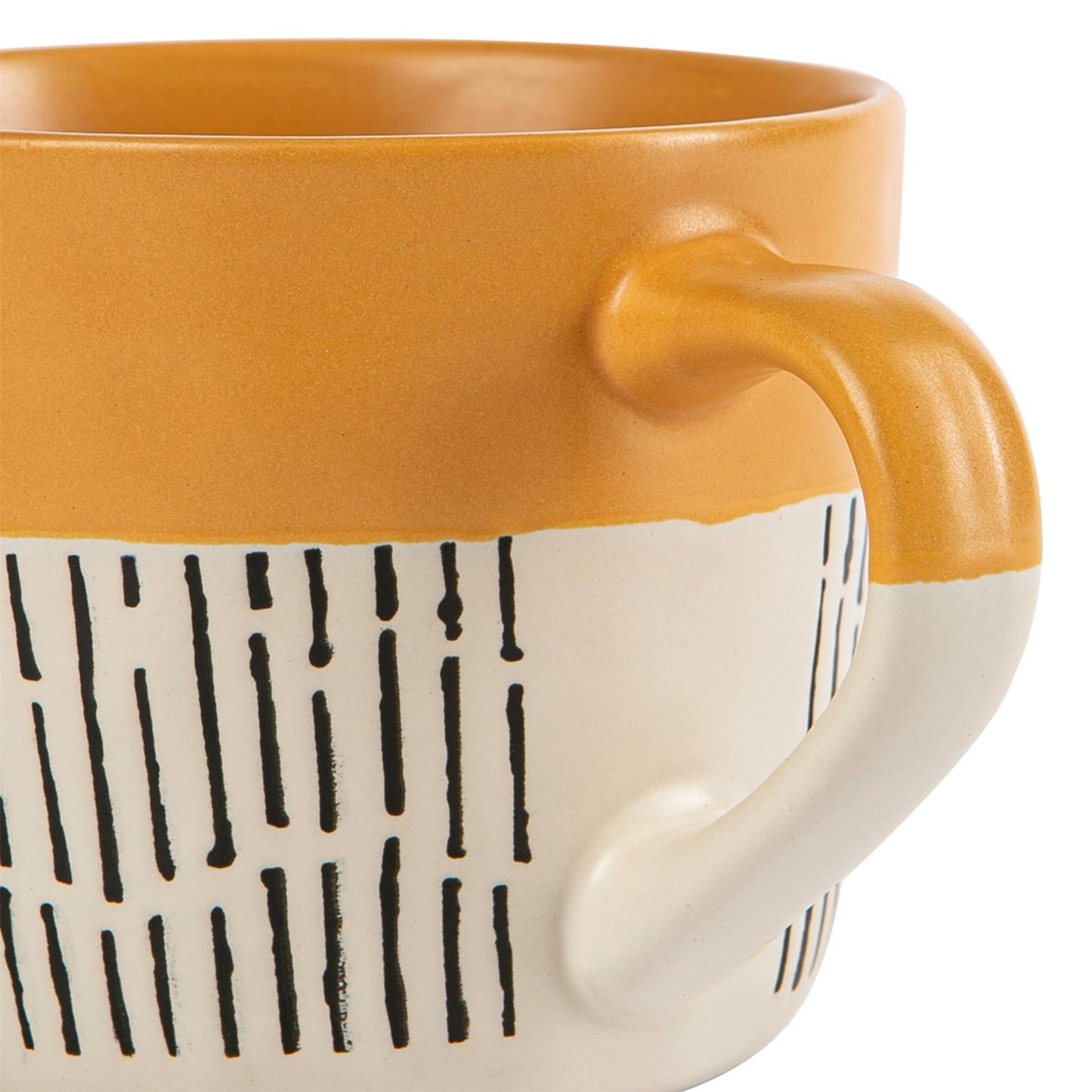 450ml Yellow Colour Block Dash Stoneware Coffee Mugs - Pack of Six