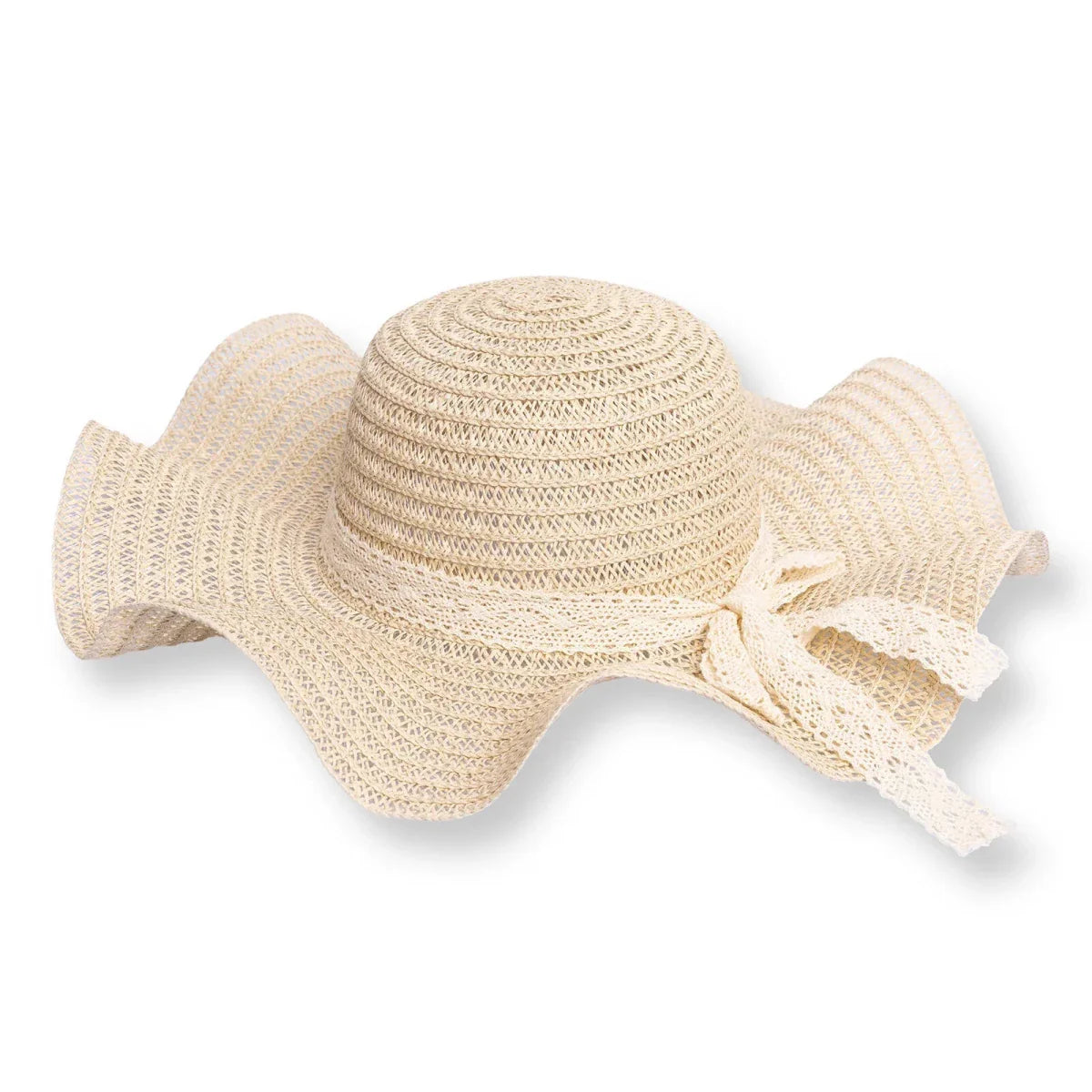 HelloBaby Mom Straw Ribbon Hat - Ecru