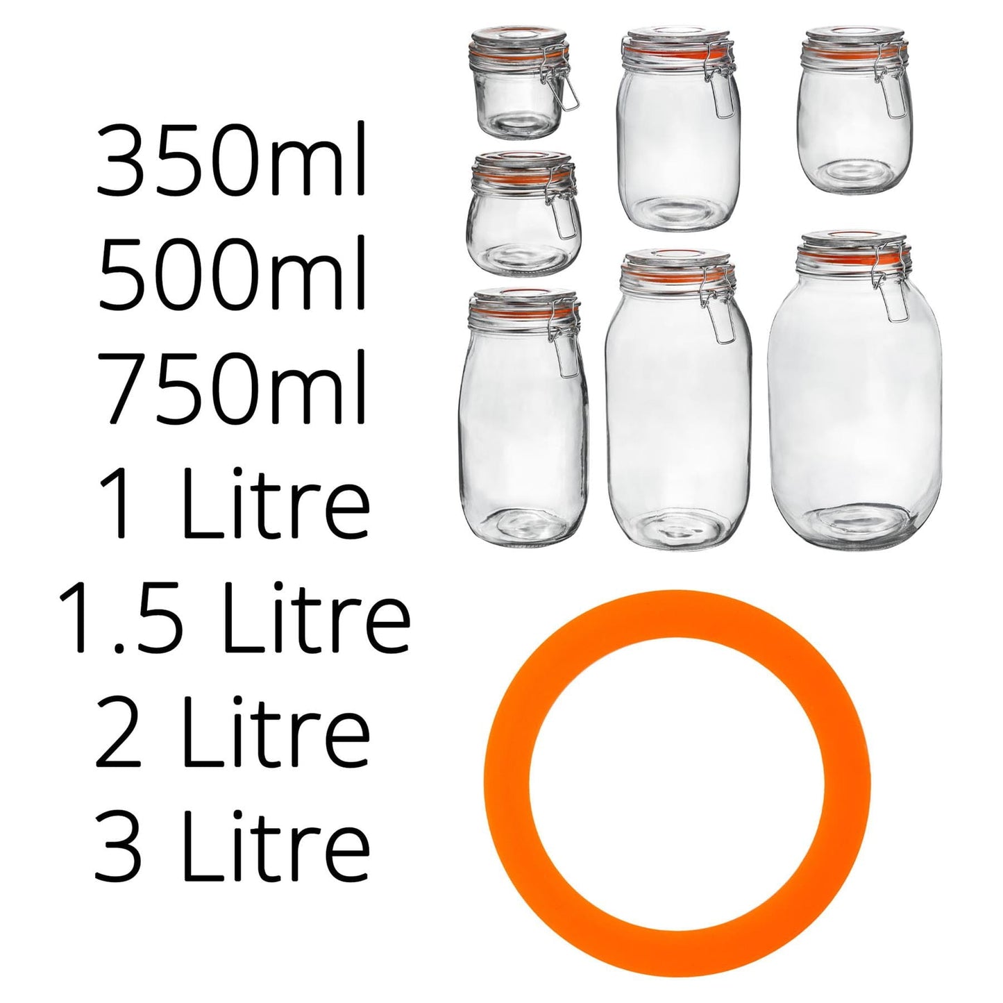 Large Glass Storage Jar Seals - Pack of Six