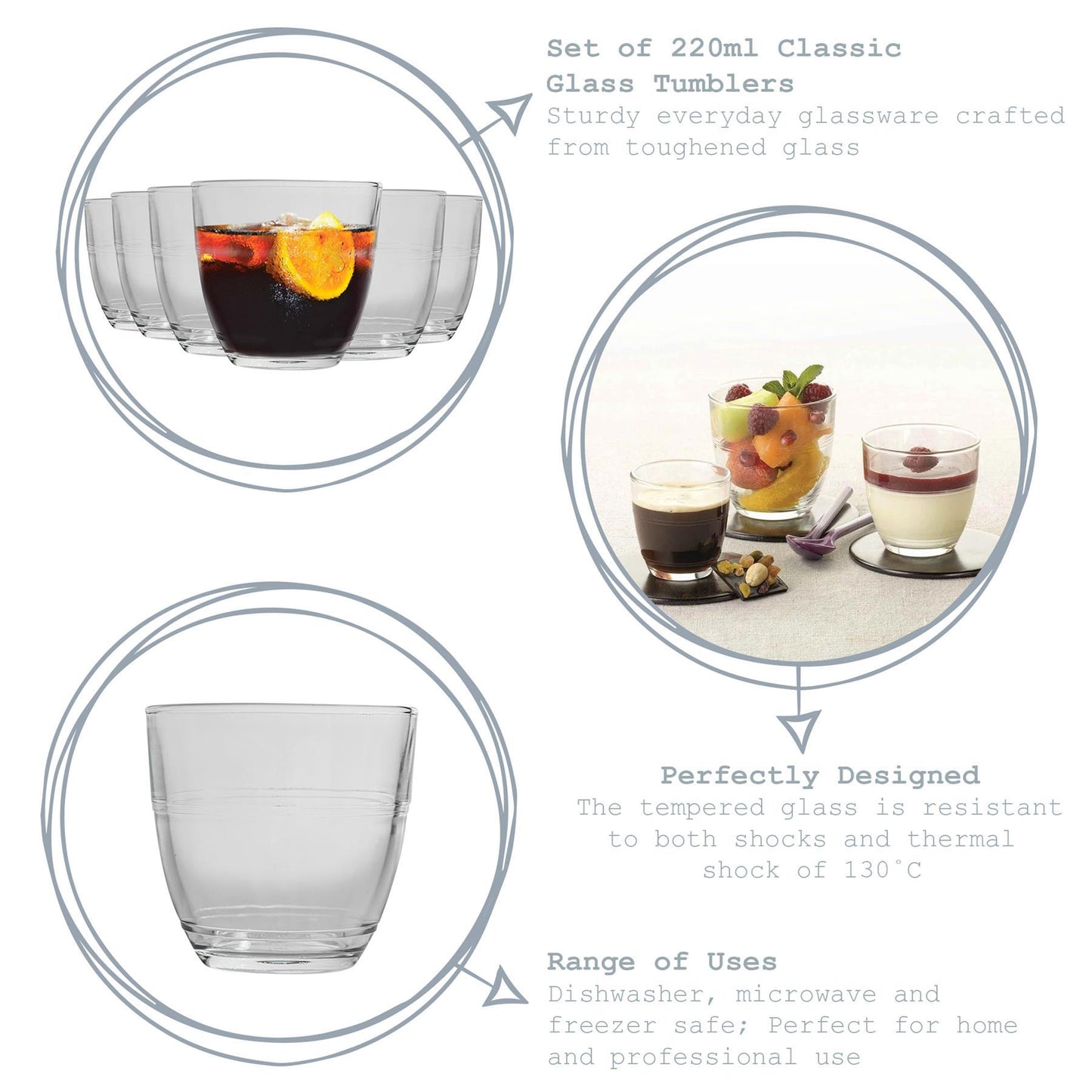 220ml Gigogne Water Glasses - Pack of Six