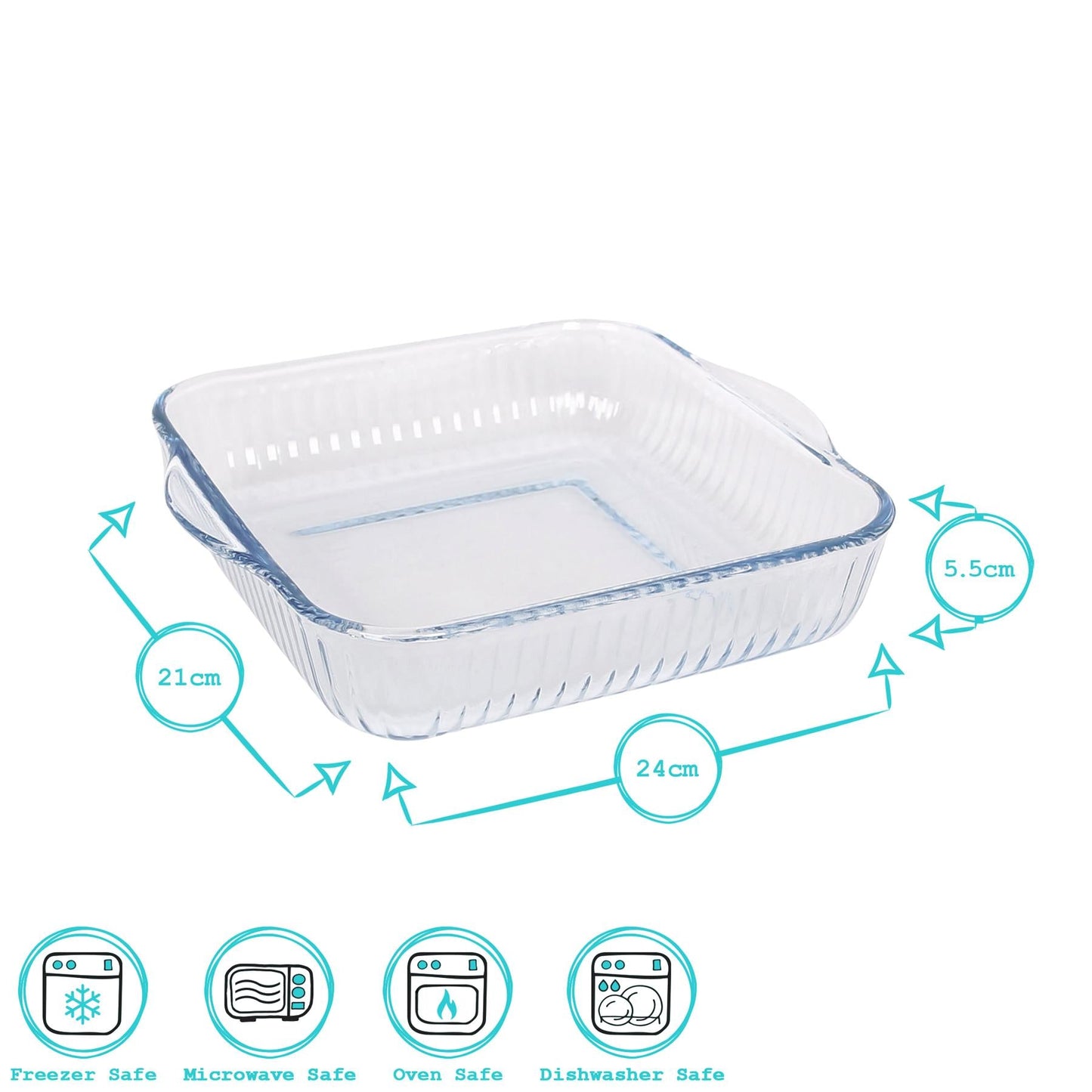 Optical Square Glass Oven Dish - 24cm x 21cm