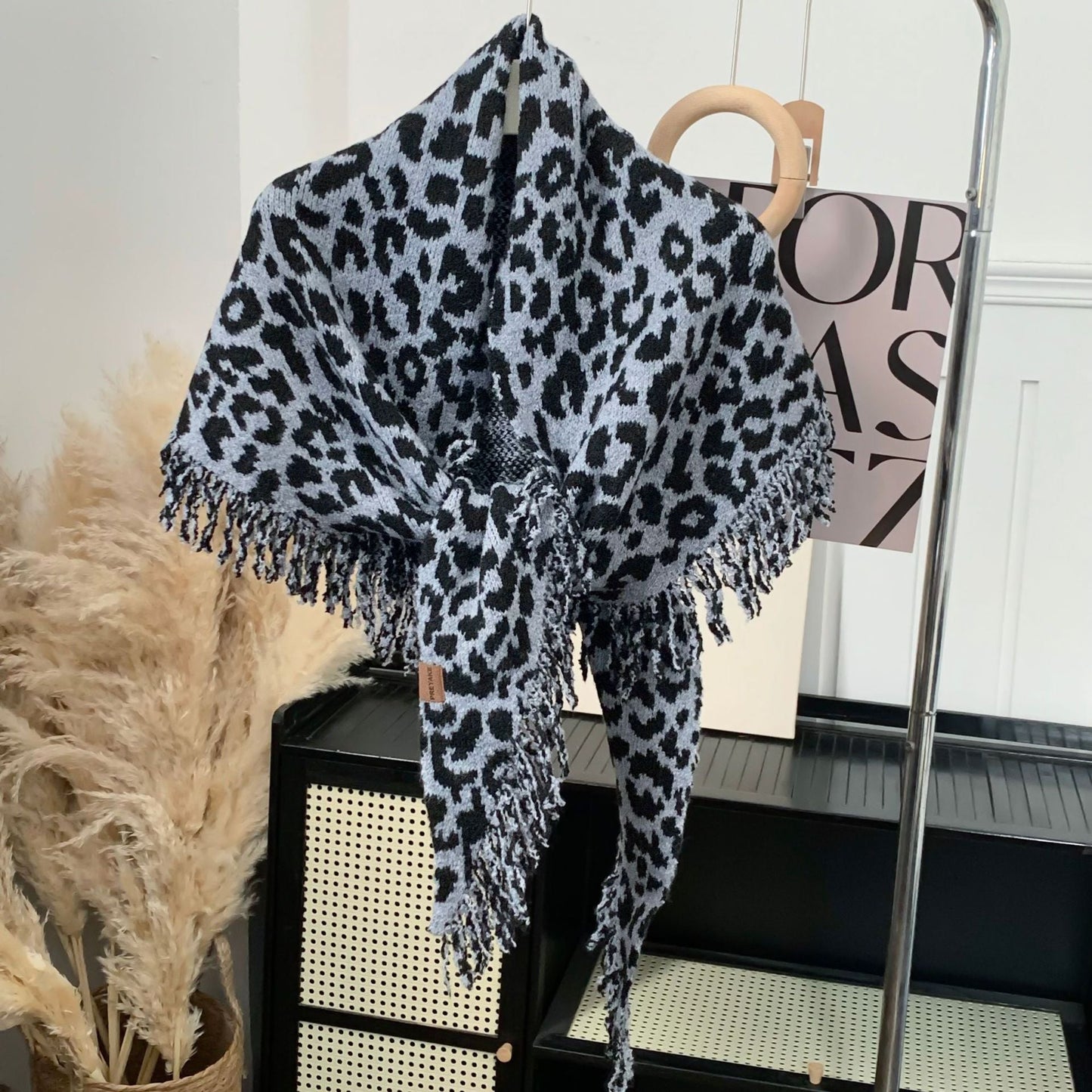 Leopard Print Fringe Scarf - Luxe Two-in-One Shawl & Wrap