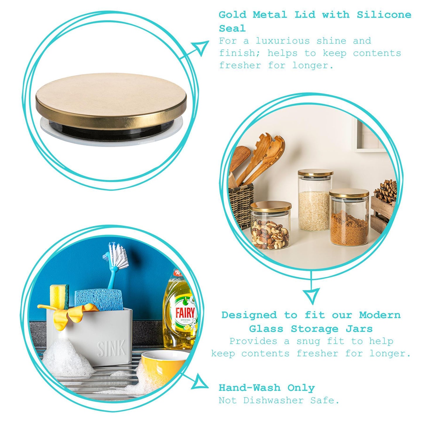 10cm Metallic Scandi Storage Jar Lid