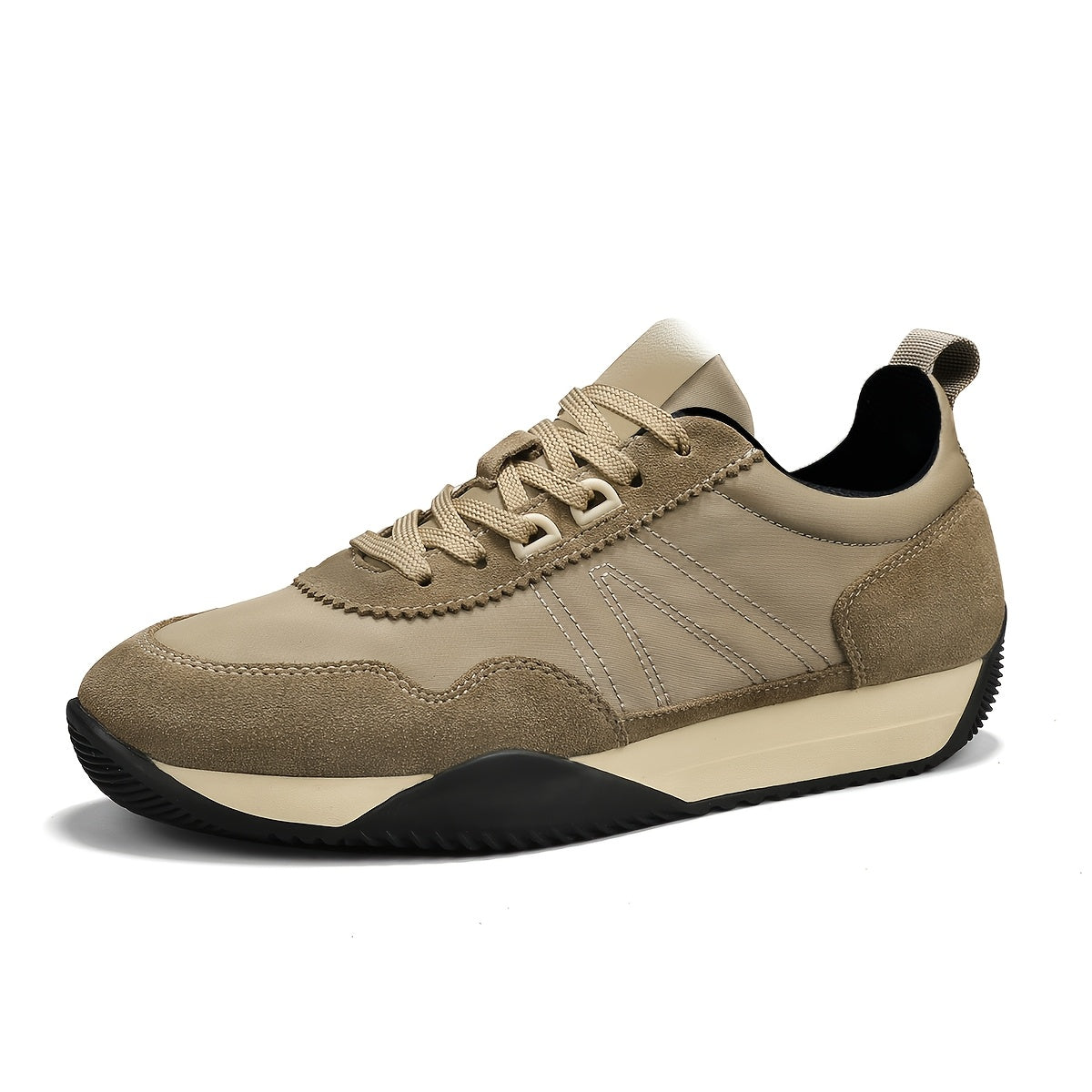 Stylish Men's Casual Hiking Shoes - Breathable Fabric Upper, Durable PVC Sole, Lace-Up Closure, All-Season Outdoor & Casual Attire - Black