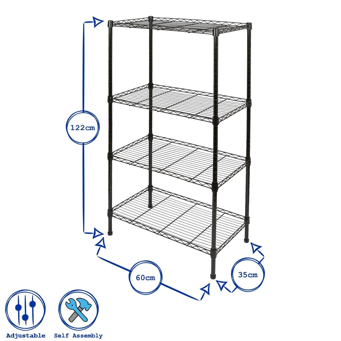 Adjustable Wire Shelving Unit - Black