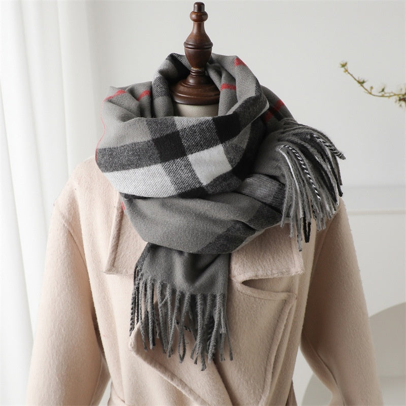 Luxury Cashmere-Like Plaid Warm Shawl | Unisex Winter Scarf
