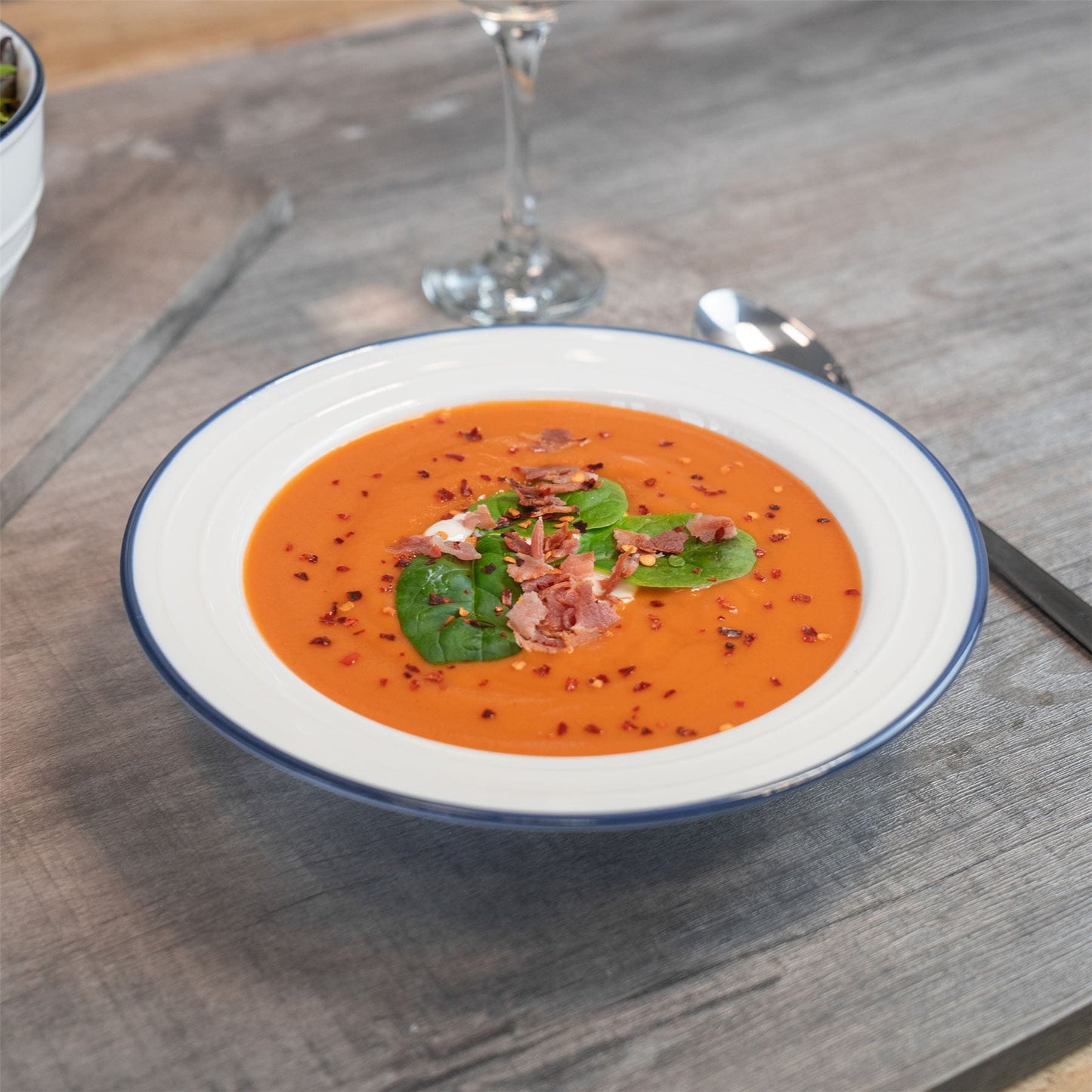 22cm Farmhouse White Porcelain Soup Bowls - Pack of Six