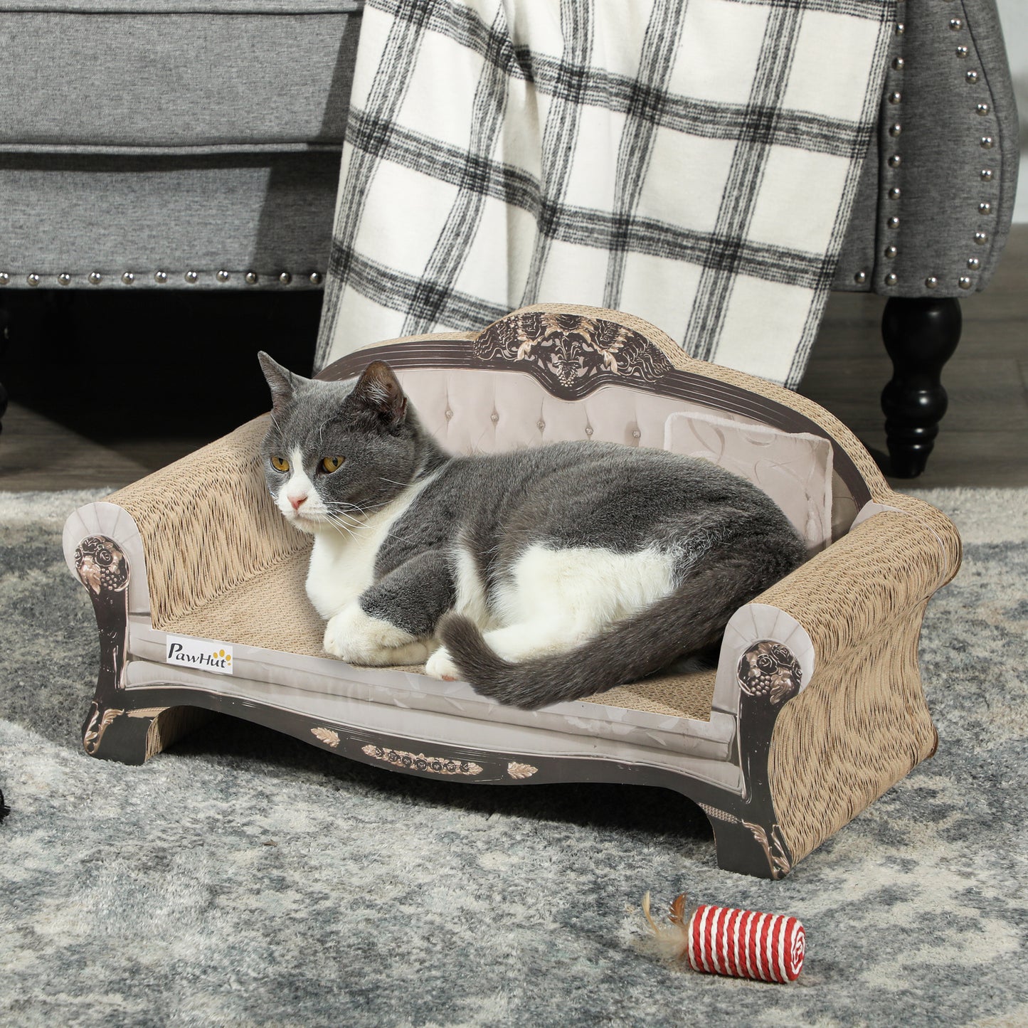 PawHut Cat Scratching Board with Organic Catnip for Indoor Cats, Brown