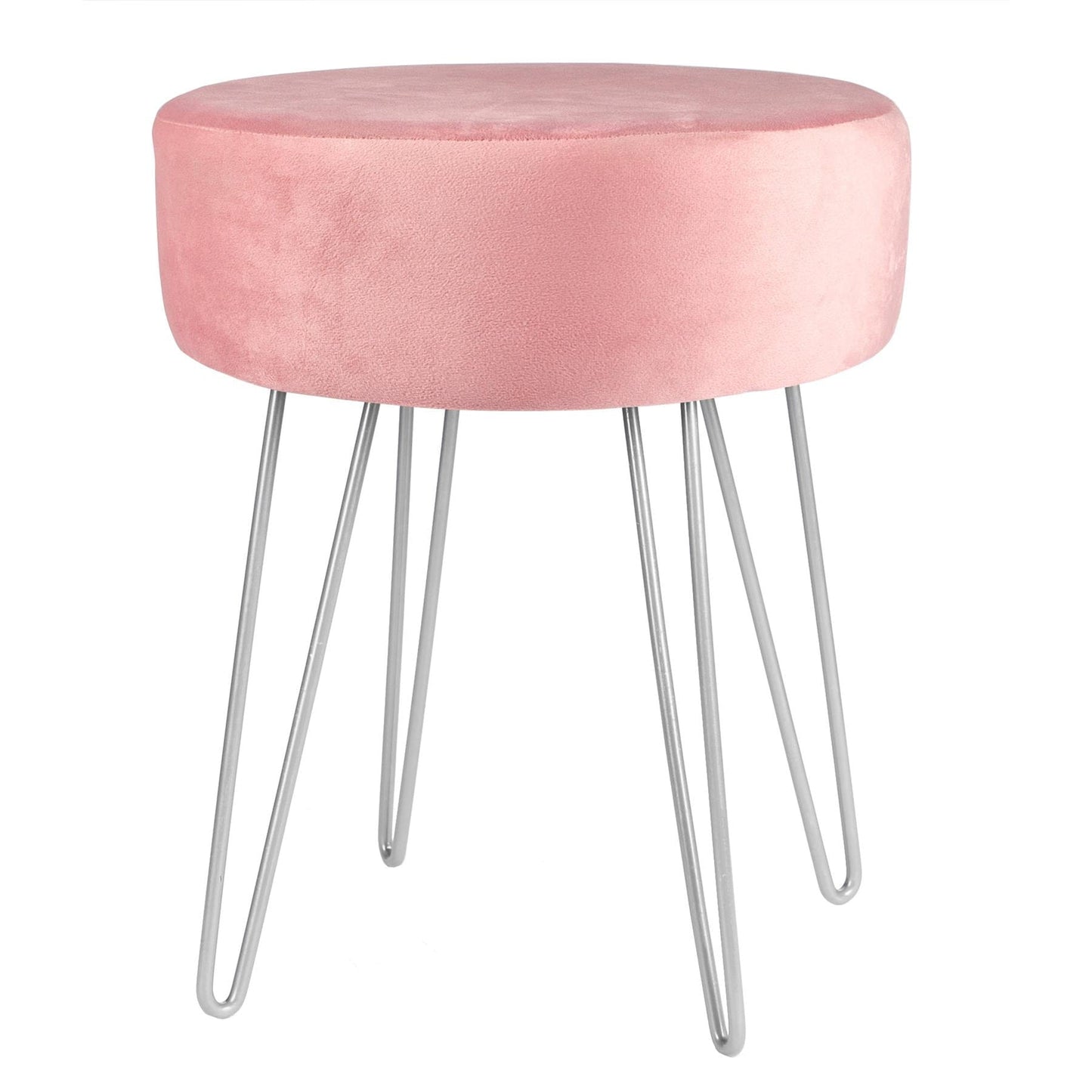 Pink Round Velvet Footstool
