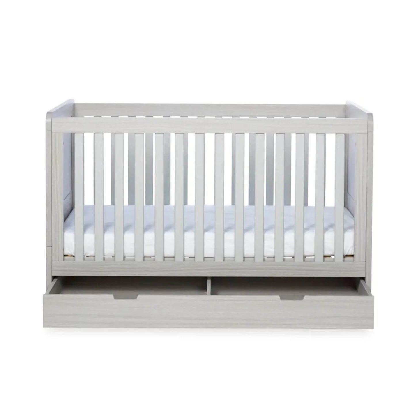 Ickle Bubba Pembrey Cot Bed & Under Drawer Ash Grey - Premium Pocket Sprung Mattress