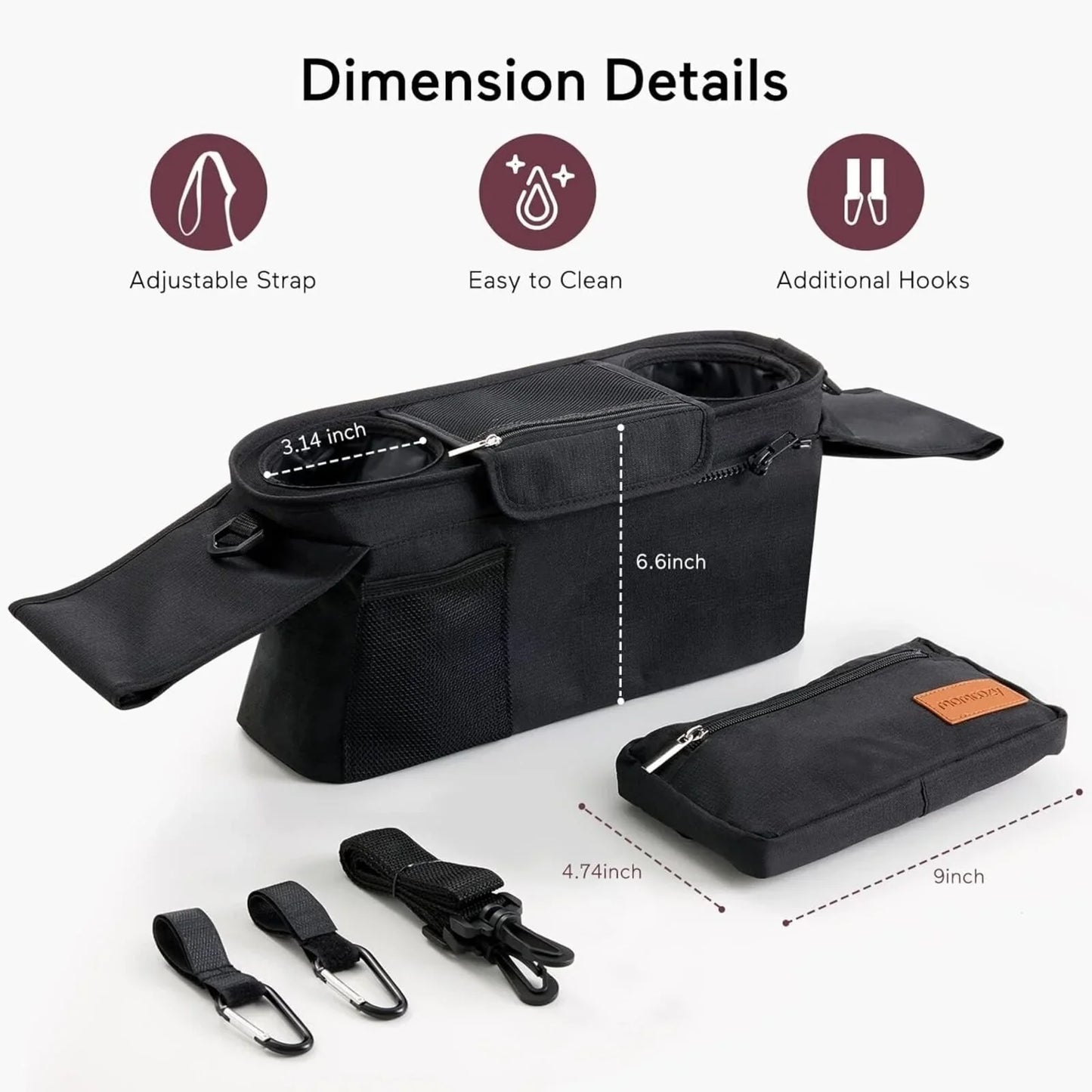 Momcozy All-in-One Stroller Organizer - Black