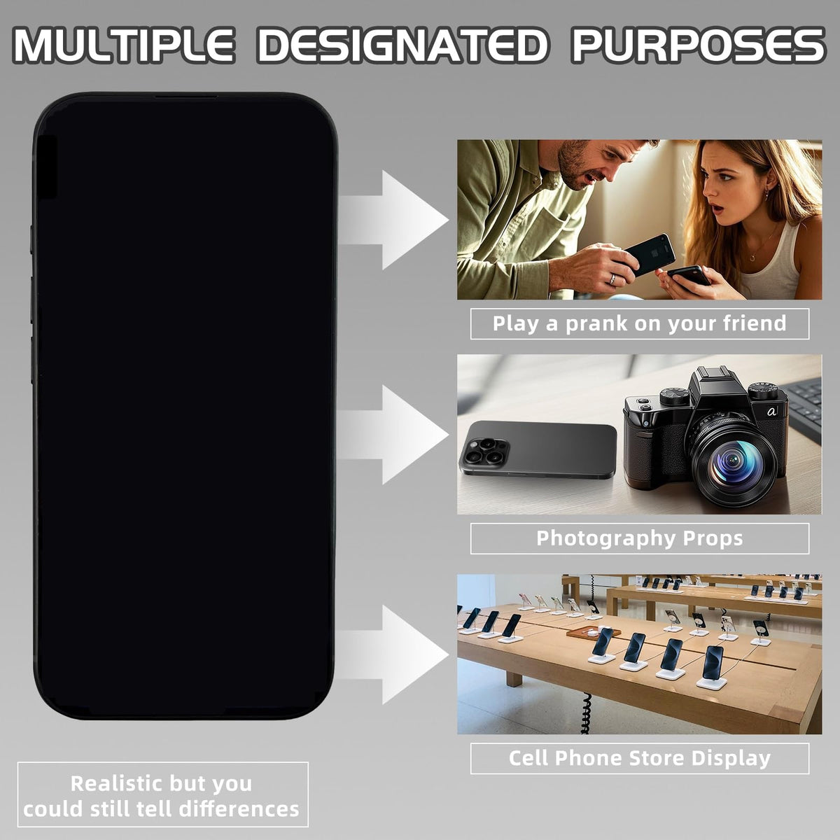Faawxlo Fake Phone Dummy PropPhone – Black Screen, 1:1 Imitation for Play & Display