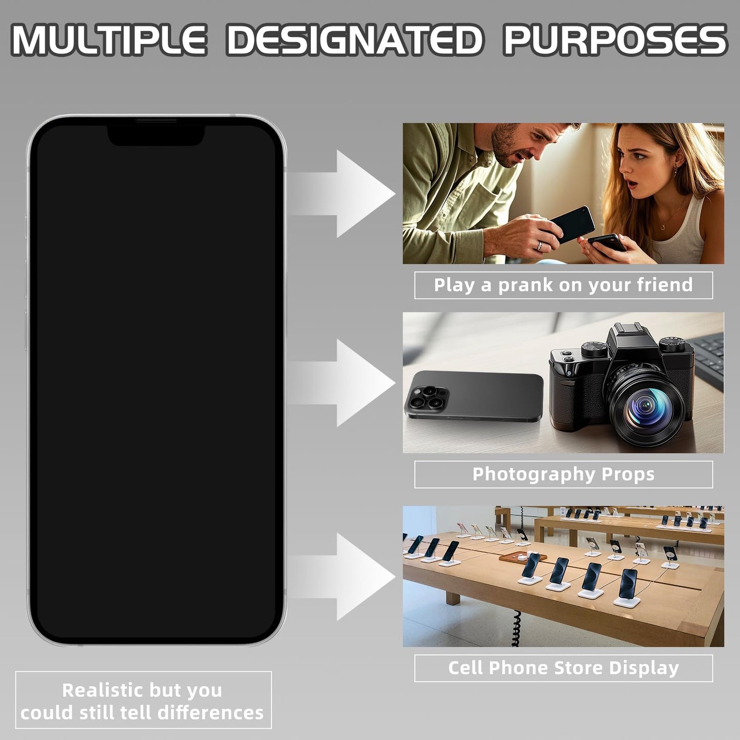 Faawxlo Fake Phone Dummy ProPhone – Realistic BlackScreen Prop for Photography & Display