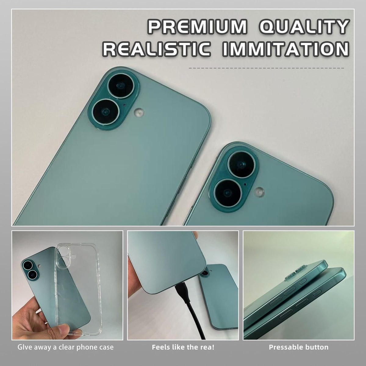 Faawxlo Fake Phone Dummy PropPhone – 1:1 Imitation, Black Screen, Teal