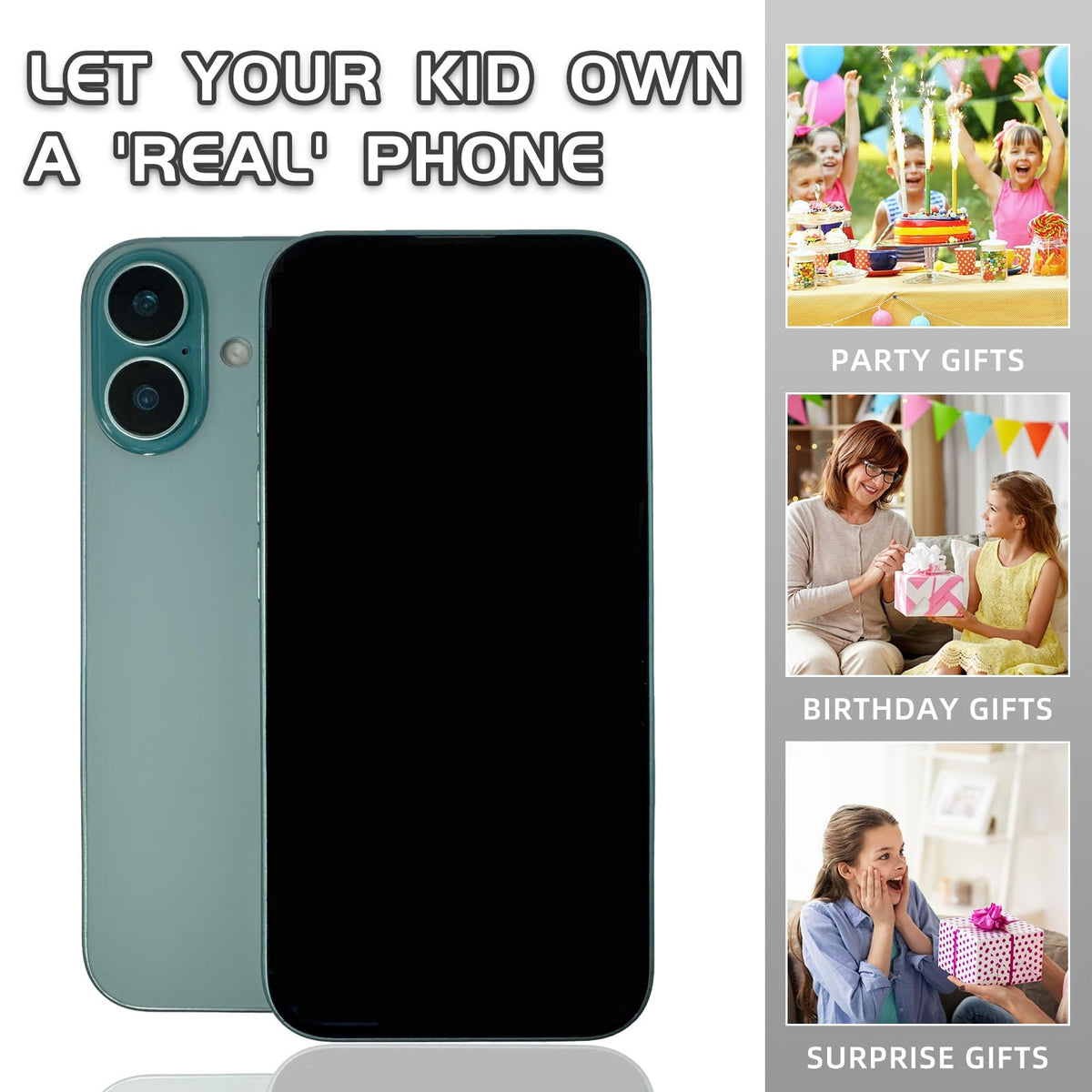 Faawxlo Fake Phone Dummy PropPhone – 1:1 Imitation, Black Screen, Teal