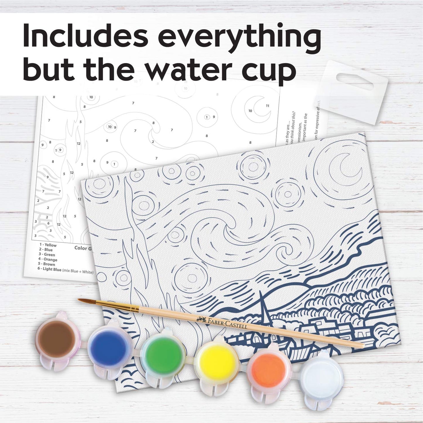 Faber-Castell Paint by Number Museum Series – Starry Night (6x8 Canvas)