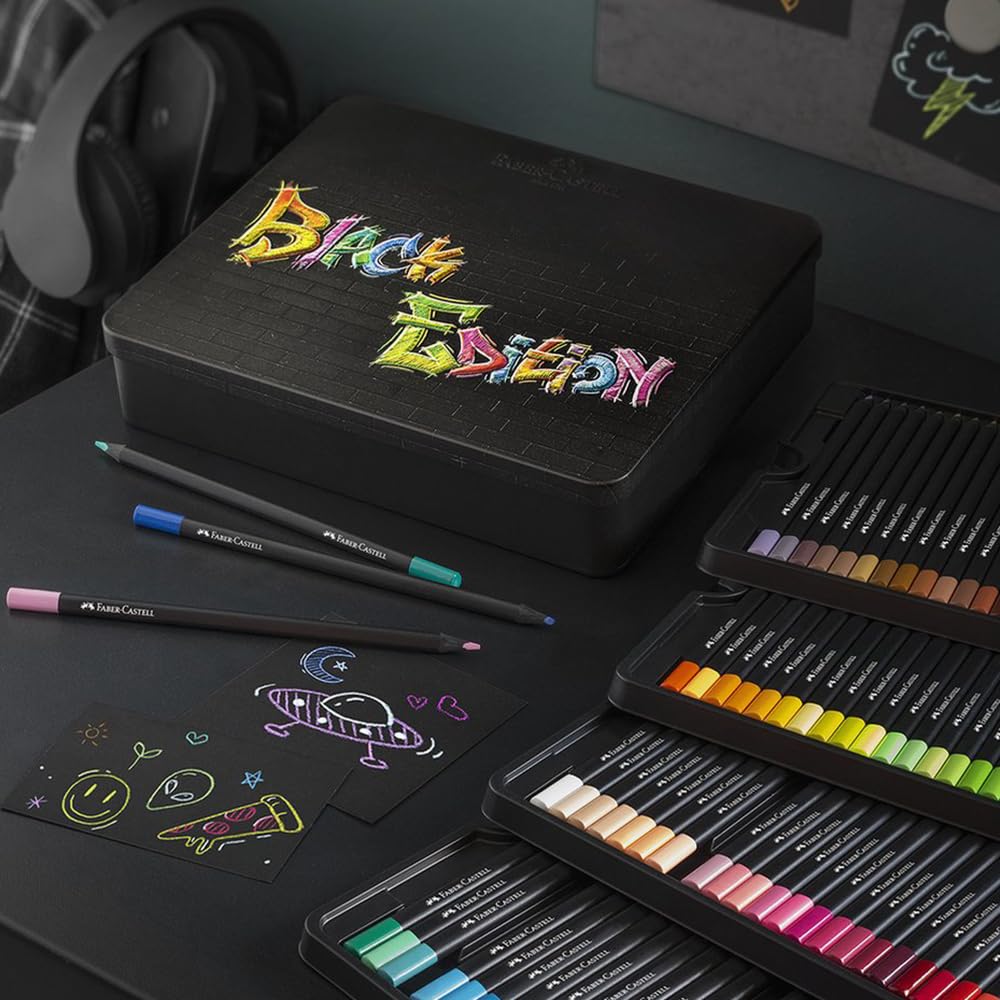 Faber-Castell Black Edition Colored Pencils – 100-Count Set (Vibrant, Smooth Color)