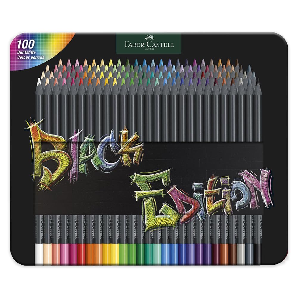 Faber-Castell Black Edition Colored Pencils – 100-Count Set (Vibrant, Smooth Color)