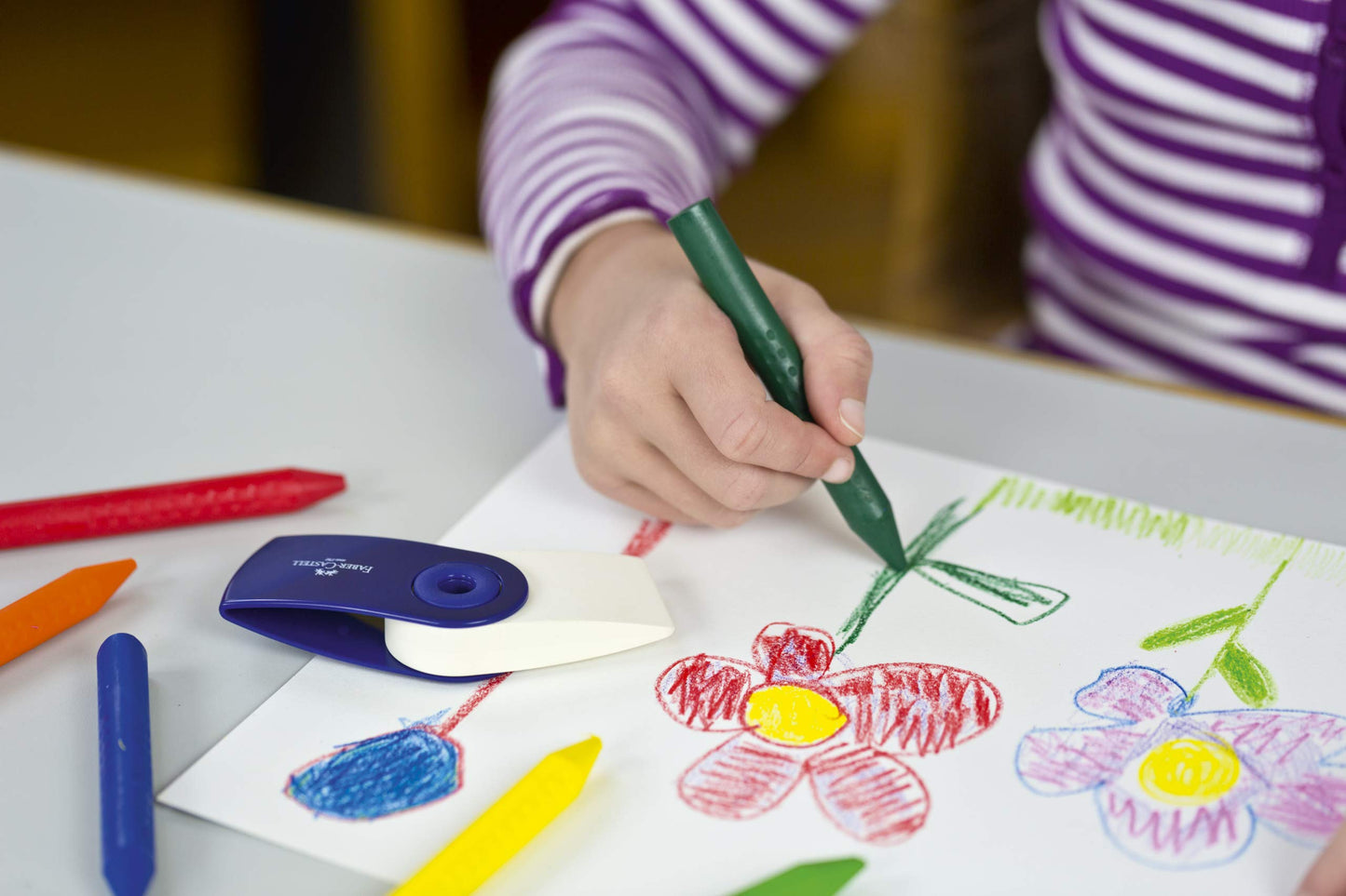 Faber-Castell Jumbo Grip Crayons (Pack of 12) – Ergonomic, Erasable Colouring for Kids