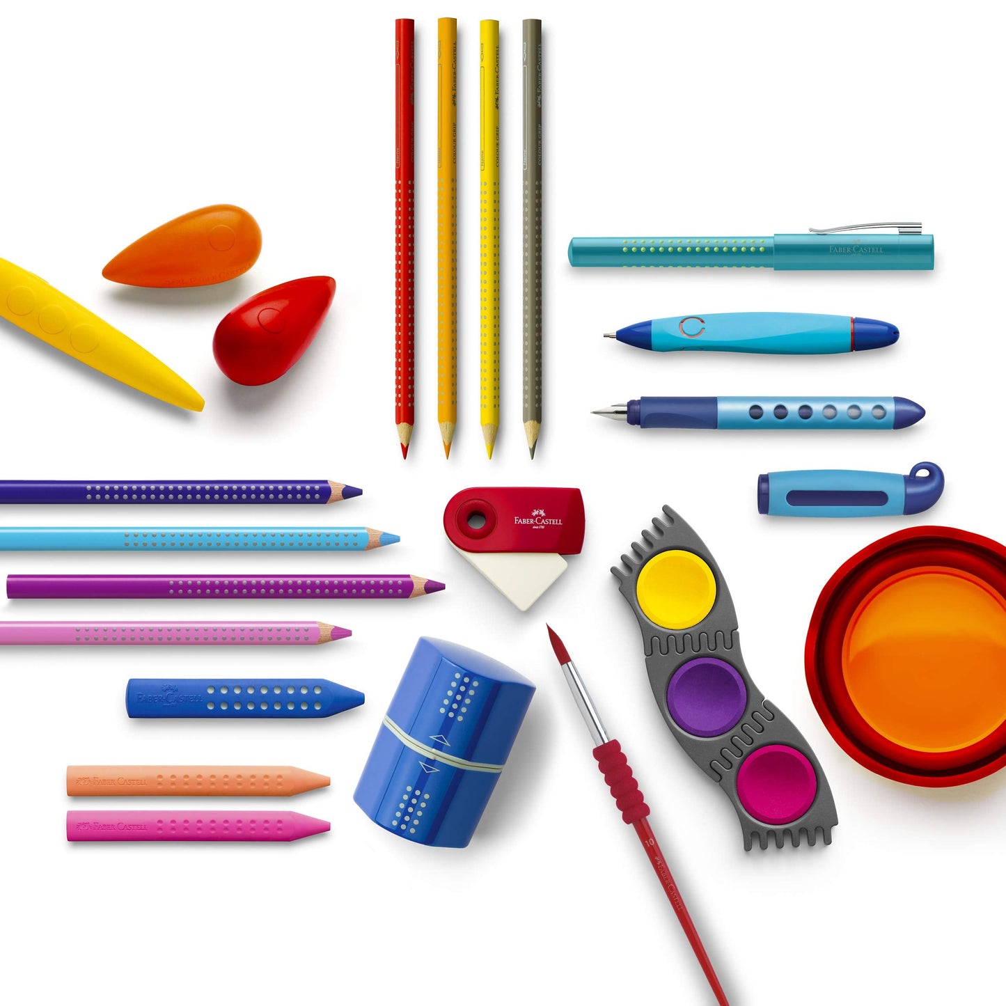 Faber-Castell Jumbo Grip Crayons (Pack of 12) – Ergonomic, Erasable Colouring for Kids