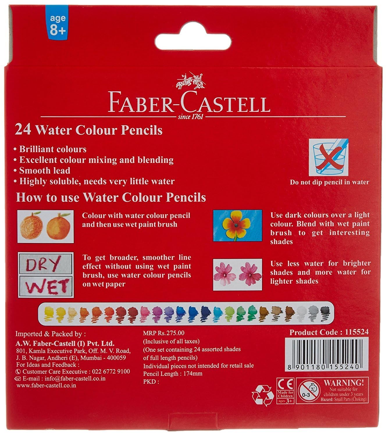 Faber-Castell Watercolor Pencils (24 Color) Premium Quality Art Supplies Originals