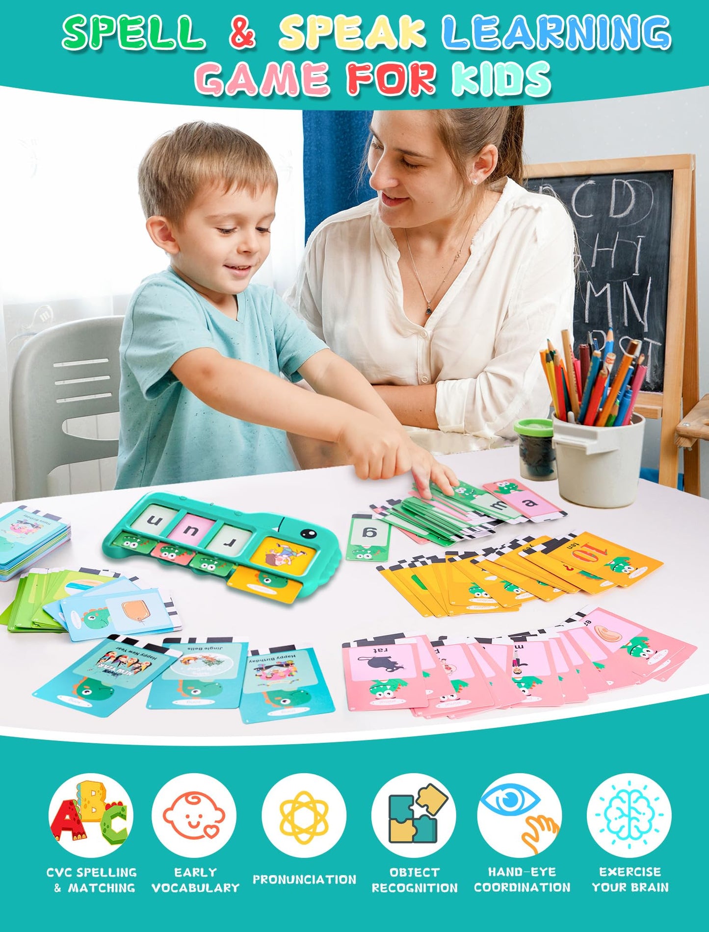 Fabeto Talking Flash Cards for Toddlers (2–8): Alphabet Learning & Spelling Games