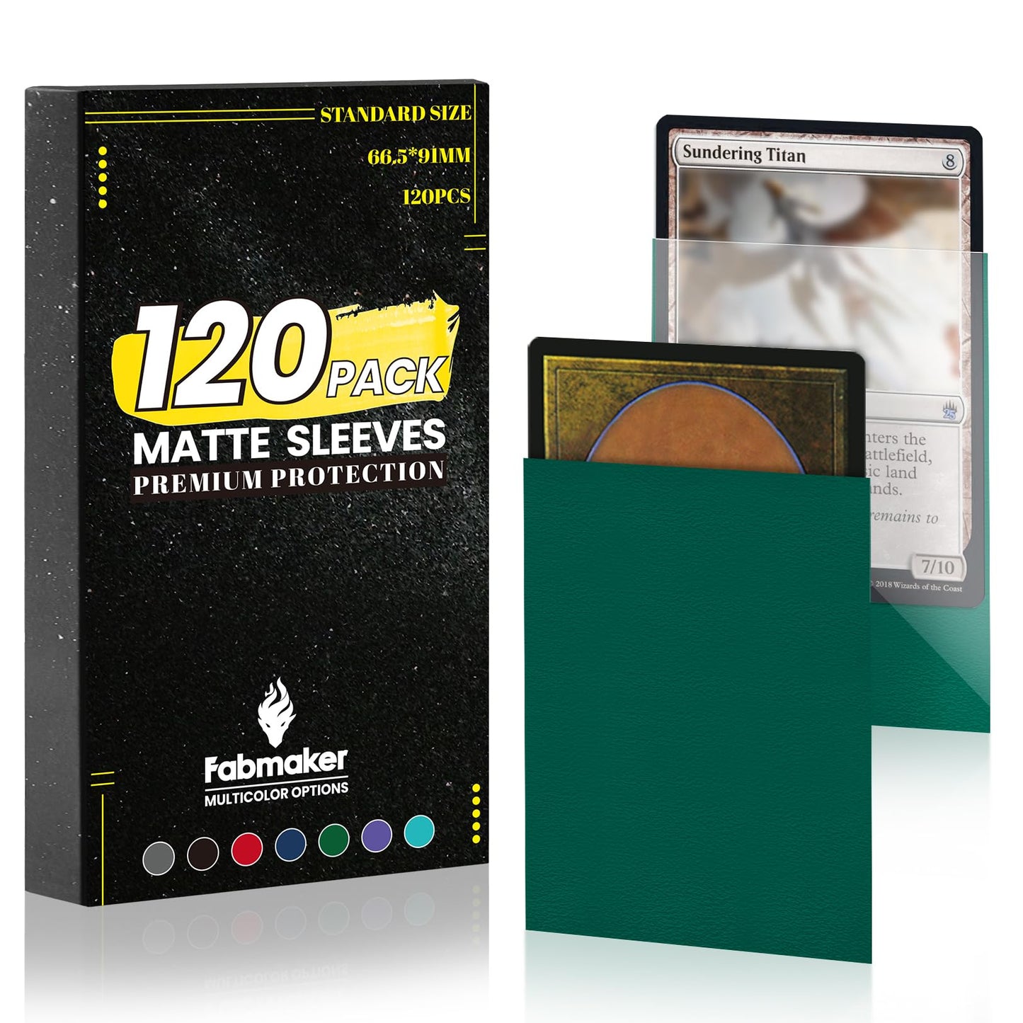 Fabmaker 120Pack Card Sleeves – MTG Compatible Matte Green 66x91mm