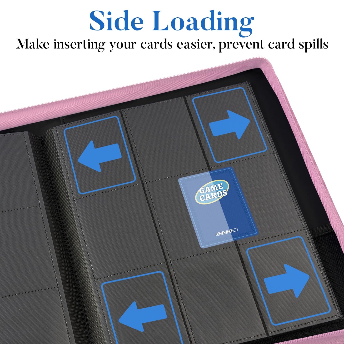 Fabmaker Premium Zip Card Binder – 9-Pocket, Pink, 360-Card Capacity