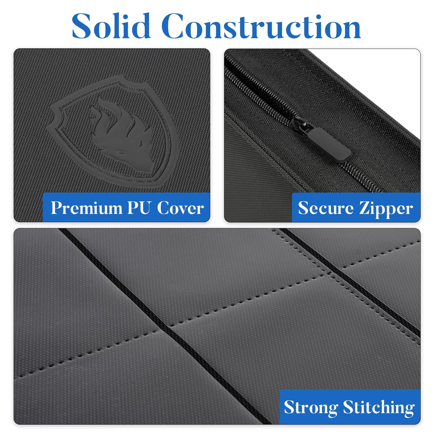 Fabmaker Premium Zip Card Binder - 9-Pocket Trading Card Organizer, PU Cover, 360-Card Capacity